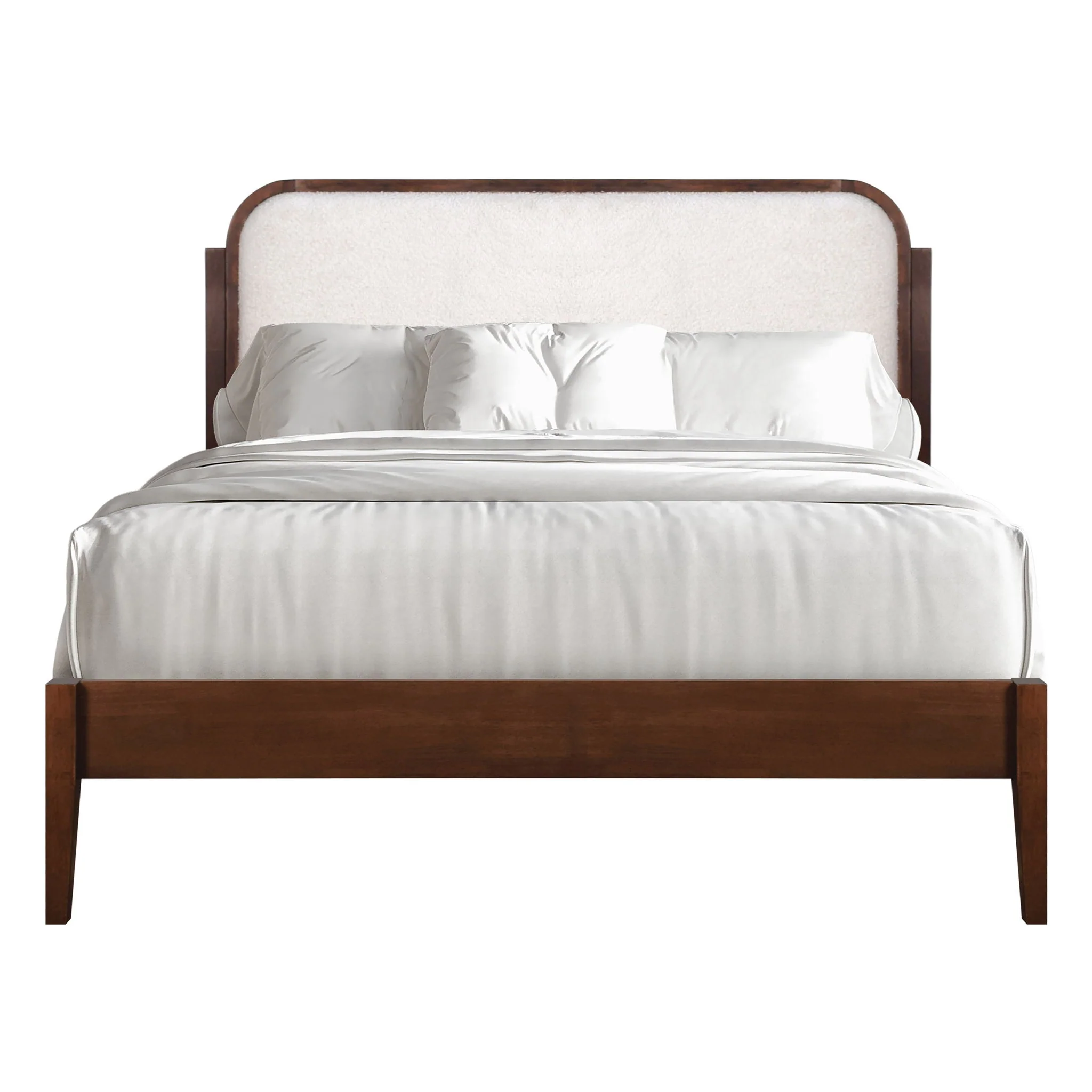 Hawthorne - 5/0 Queen Platform Bed With White Upholstered Headboard - Brown - Image 2