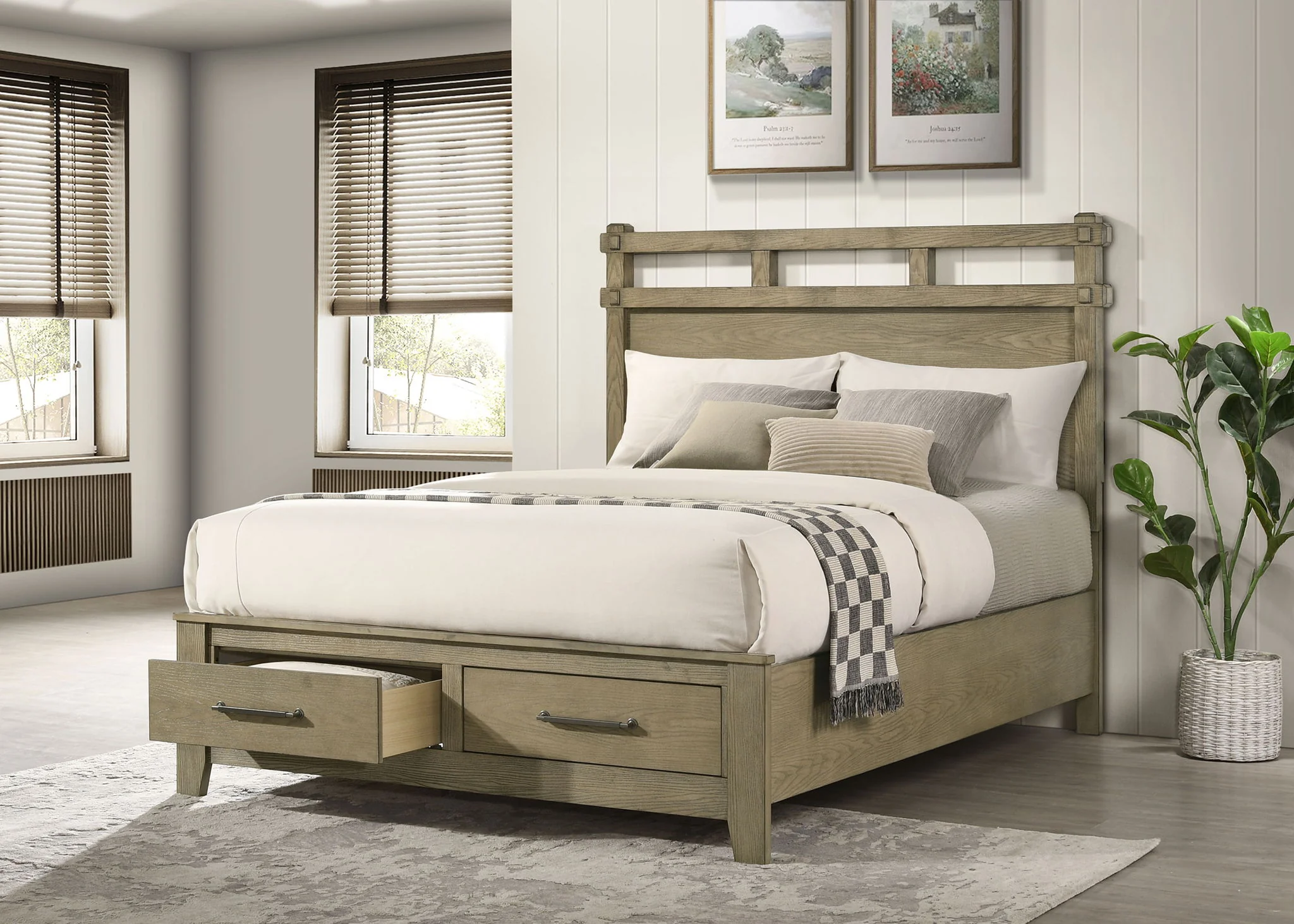 Hazlewood 59-inch Queen Panel Storage Bed Vineyard Oak - Image 3