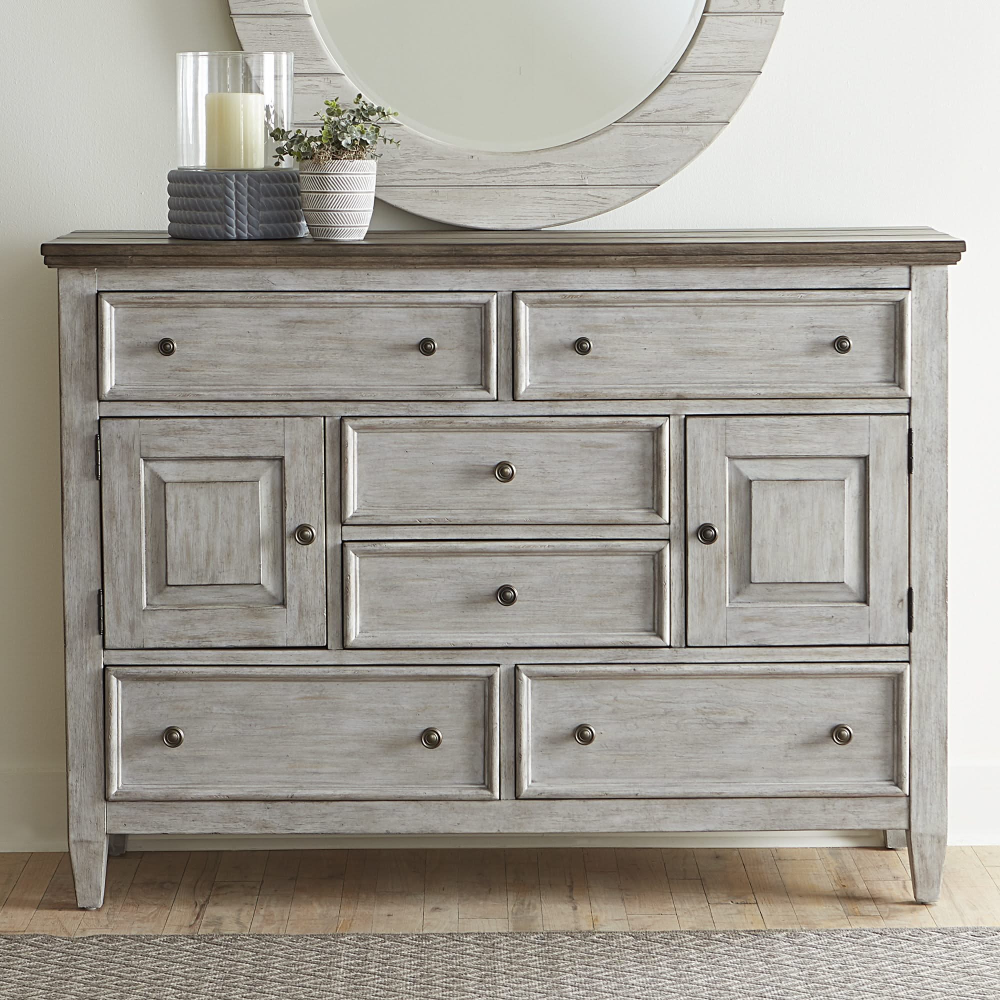 Heartland - 2 Door 6 Drawer Chesser - Antique White / Tobacco Tops - Image 4