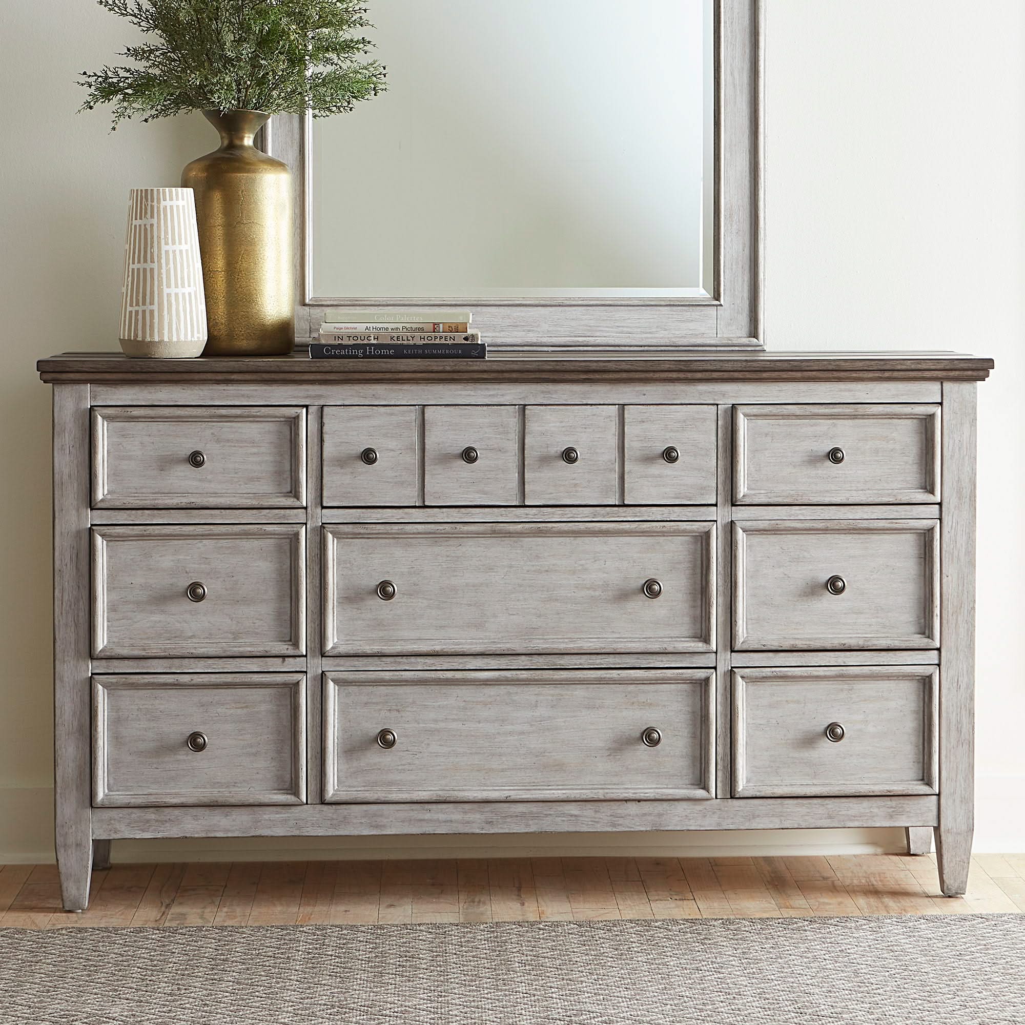 Heartland - 9 Drawer Dresser - Antique White / Tobacco Tops - Image 3