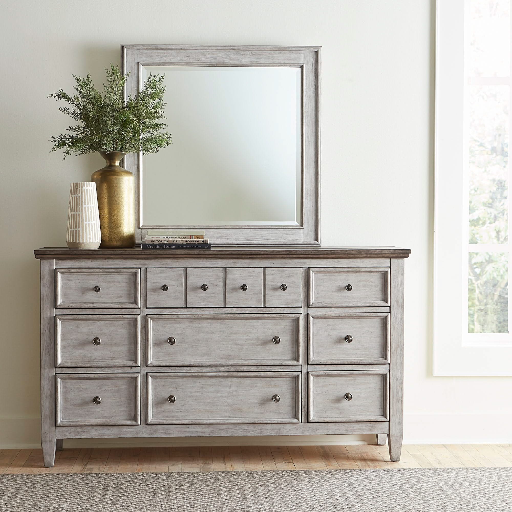 Heartland - 9 Drawer Dresser - Antique White / Tobacco Tops - Image 4