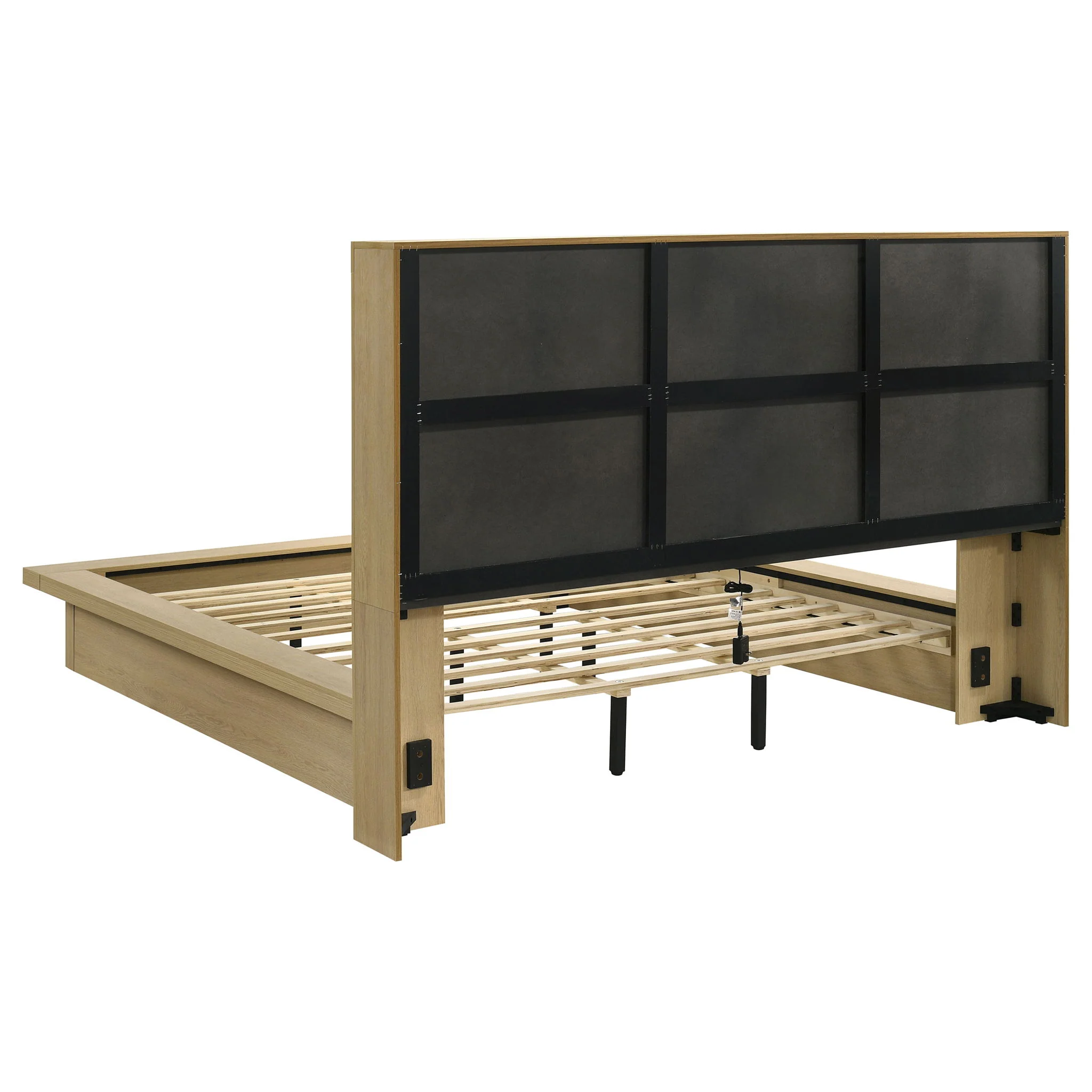 Hendricks California King Bookcase Headboard Platform Bed Light Oak - Image 2