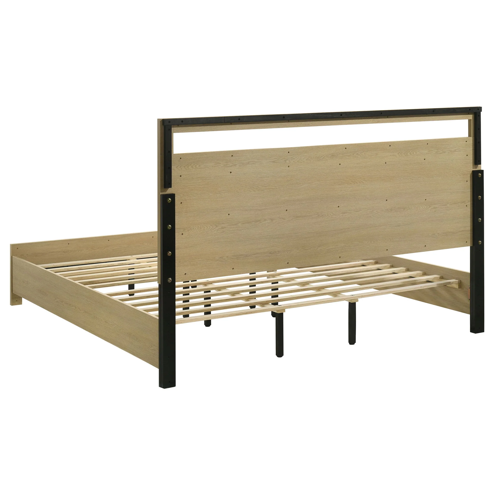 Hendricks Eastern King Panel Headboard Platform Bed Light Oak - Image 3