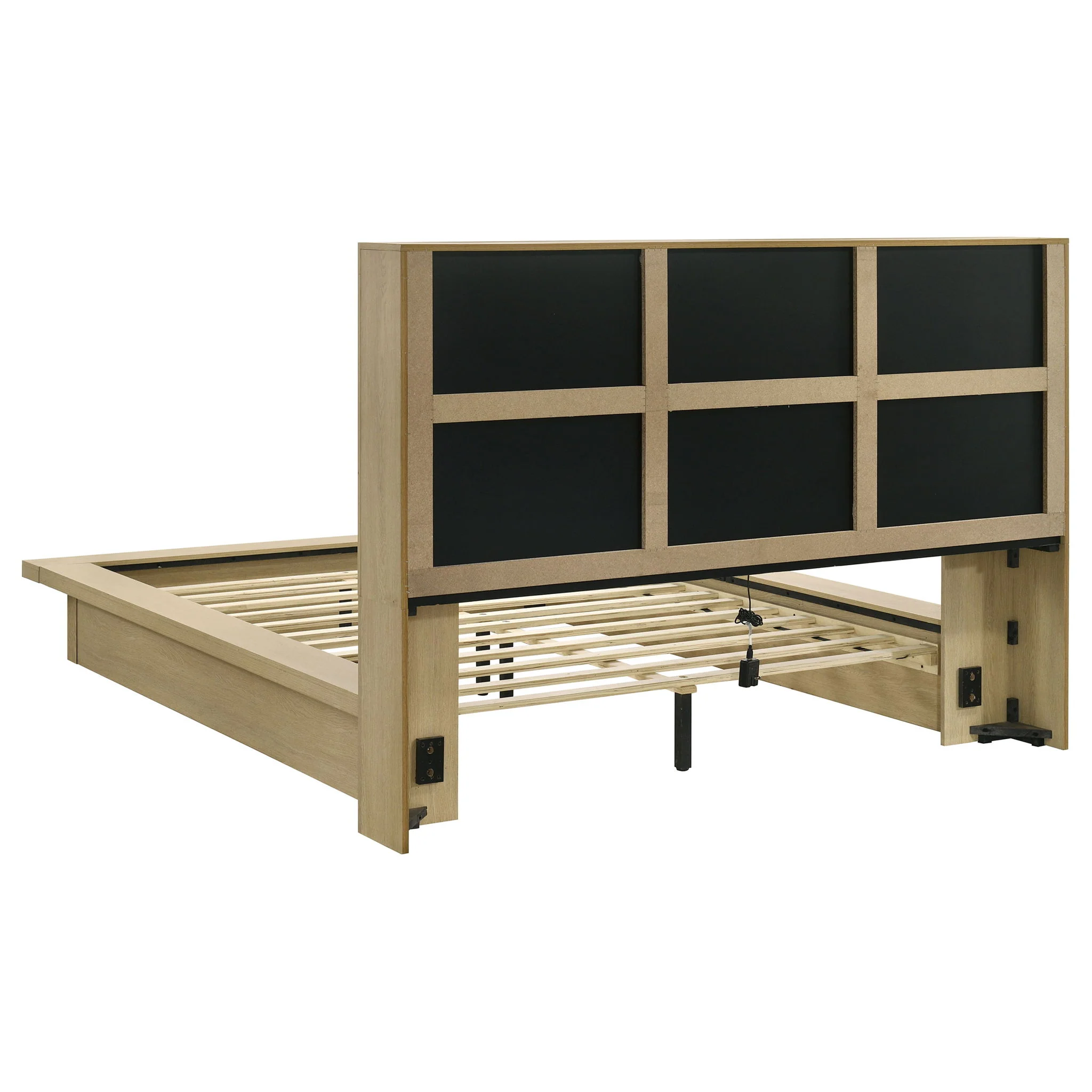 Hendricks Queen Bookcase Headboard Platform Bed Light Oak - Image 2