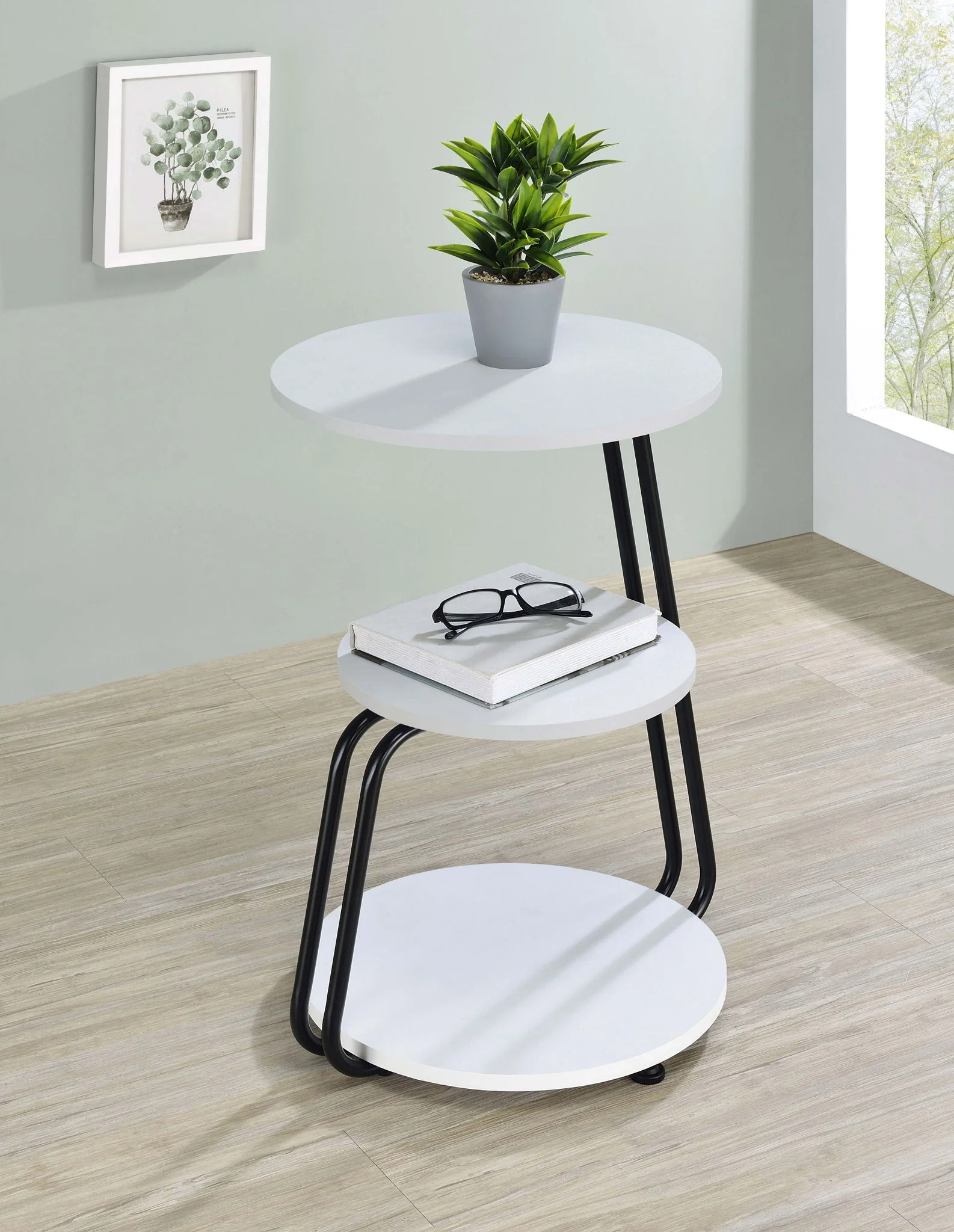 Hilly 3-tier Round Accent Side Table White and Black - Image 4
