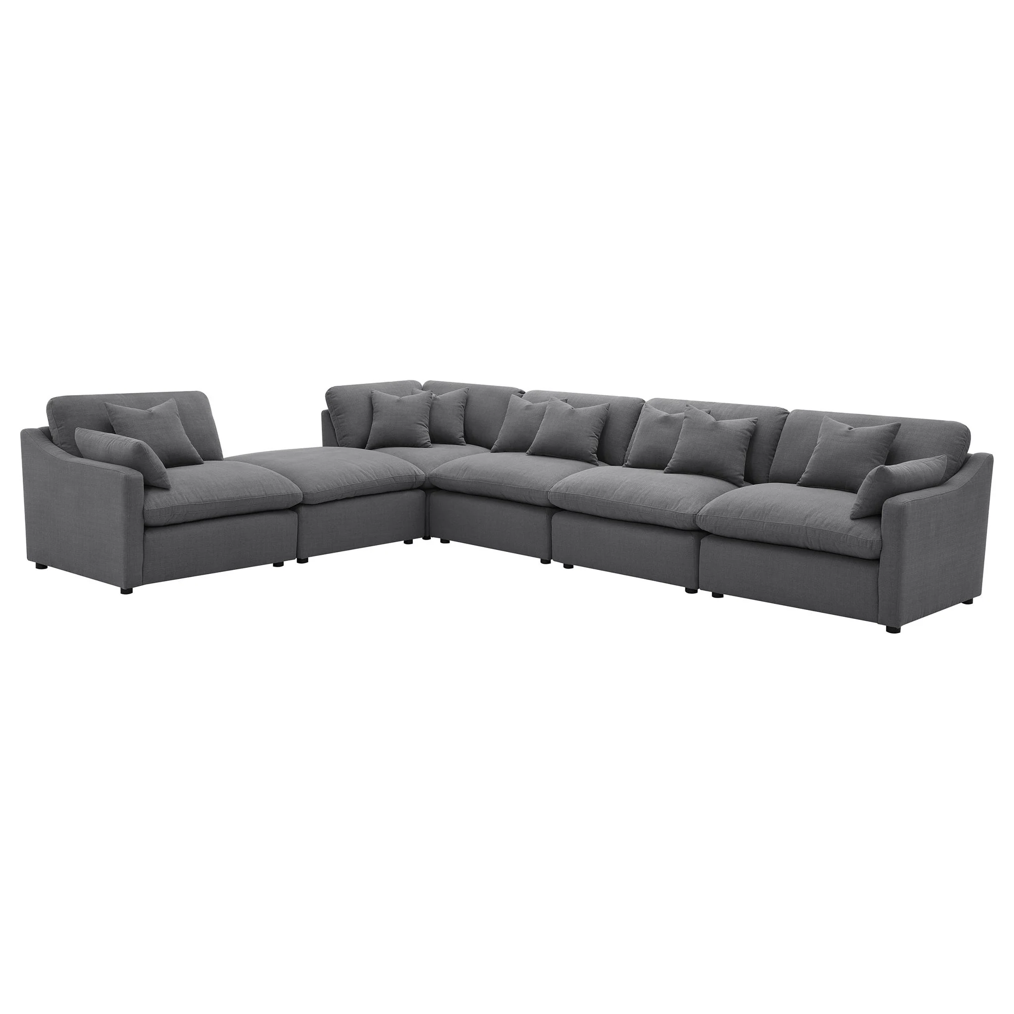 Hobson 6-piece Upholstered Modular Sectional Sofa Charcoal - Image 3