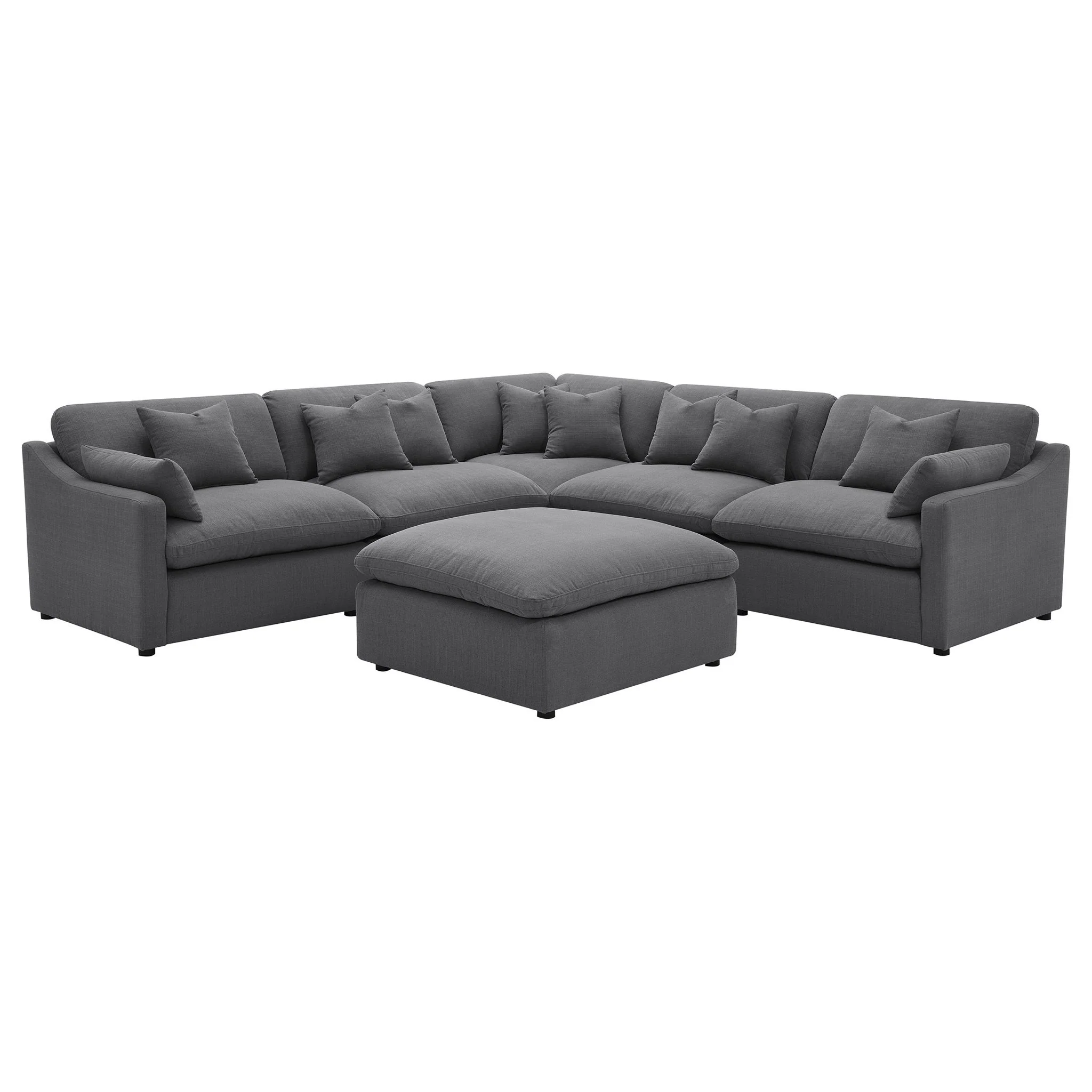 Hobson 6-piece Upholstered Modular Sectional Sofa Charcoal - Image 4