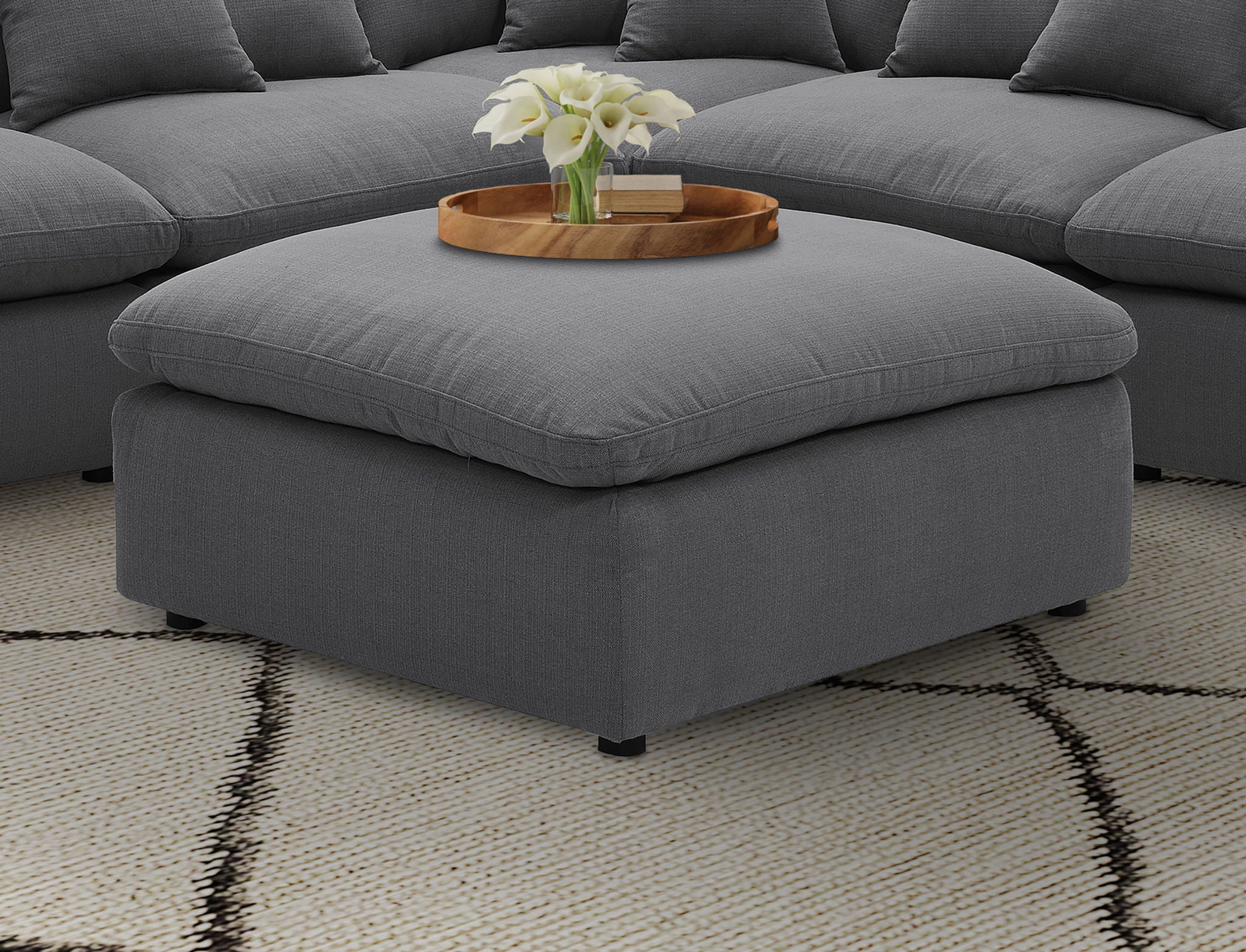 Hobson Square Upholstered Ottoman Charcoal - Image 4