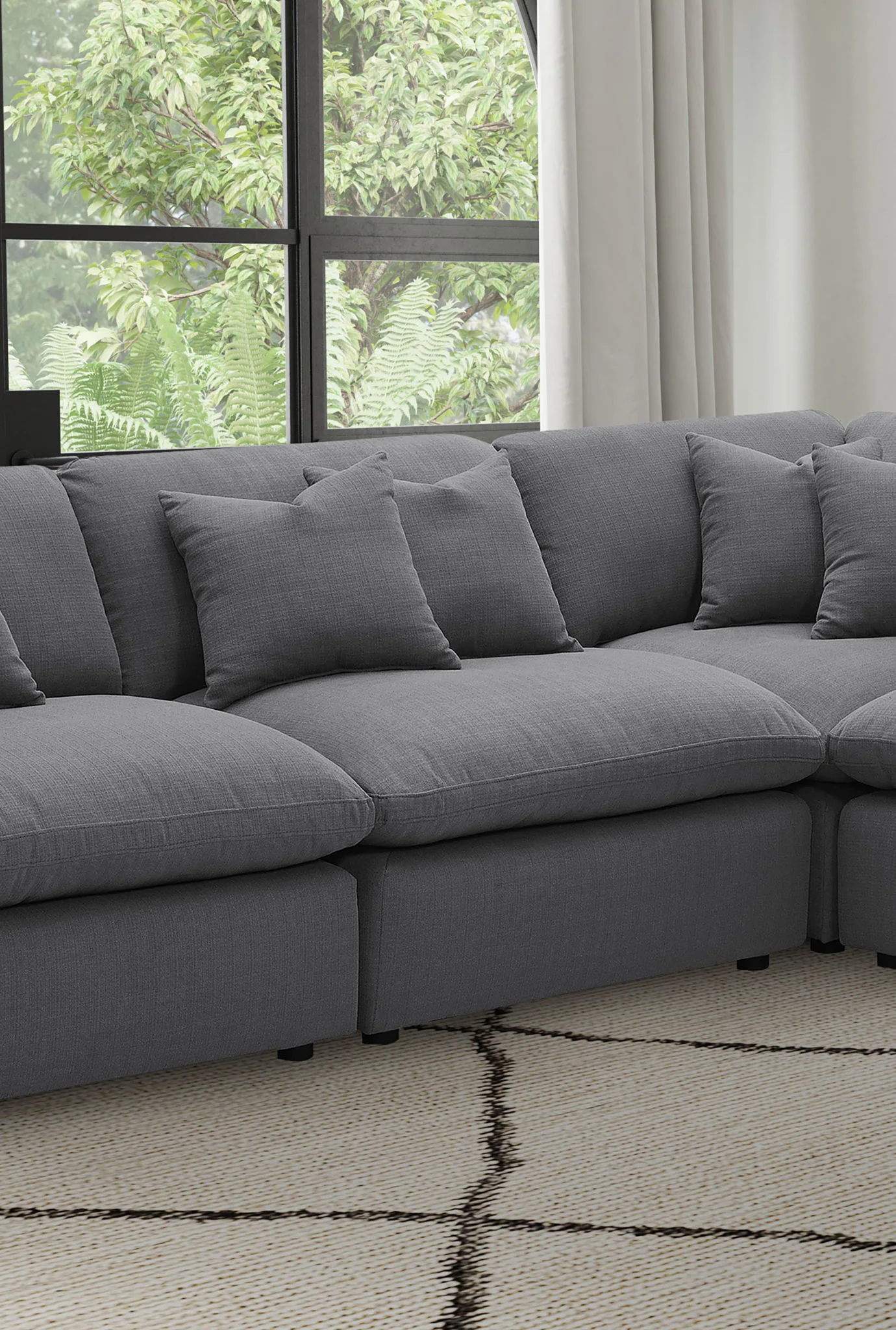 Hobson Upholstered Armless Chair Charcoal - Image 2