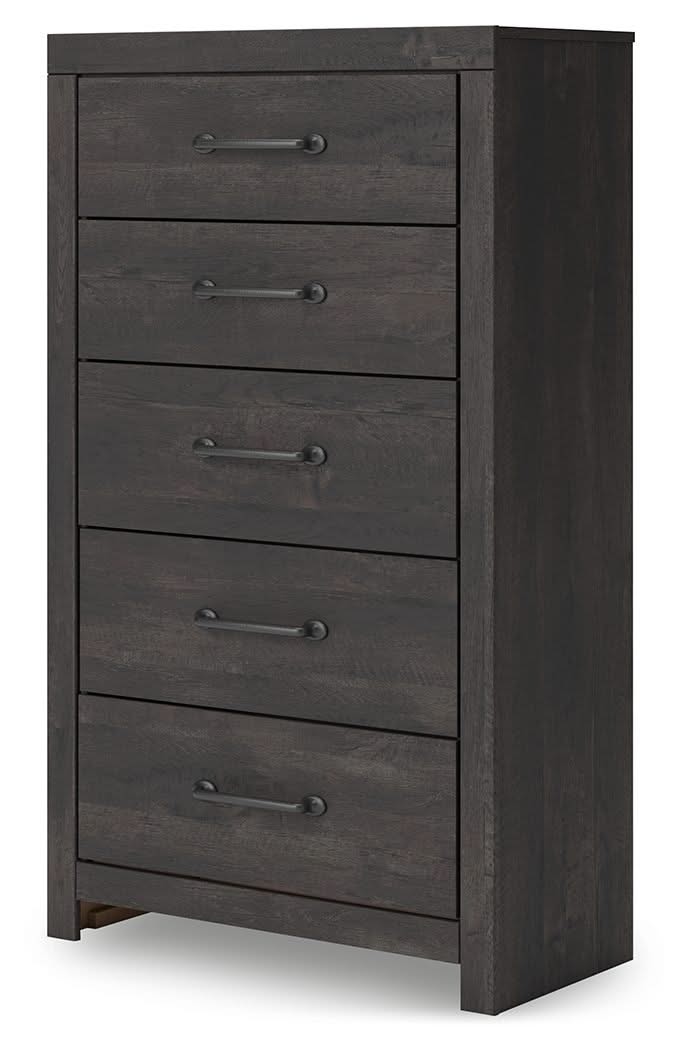 Hollivern - Five Drawer Chest - Dark Gray - Image 2