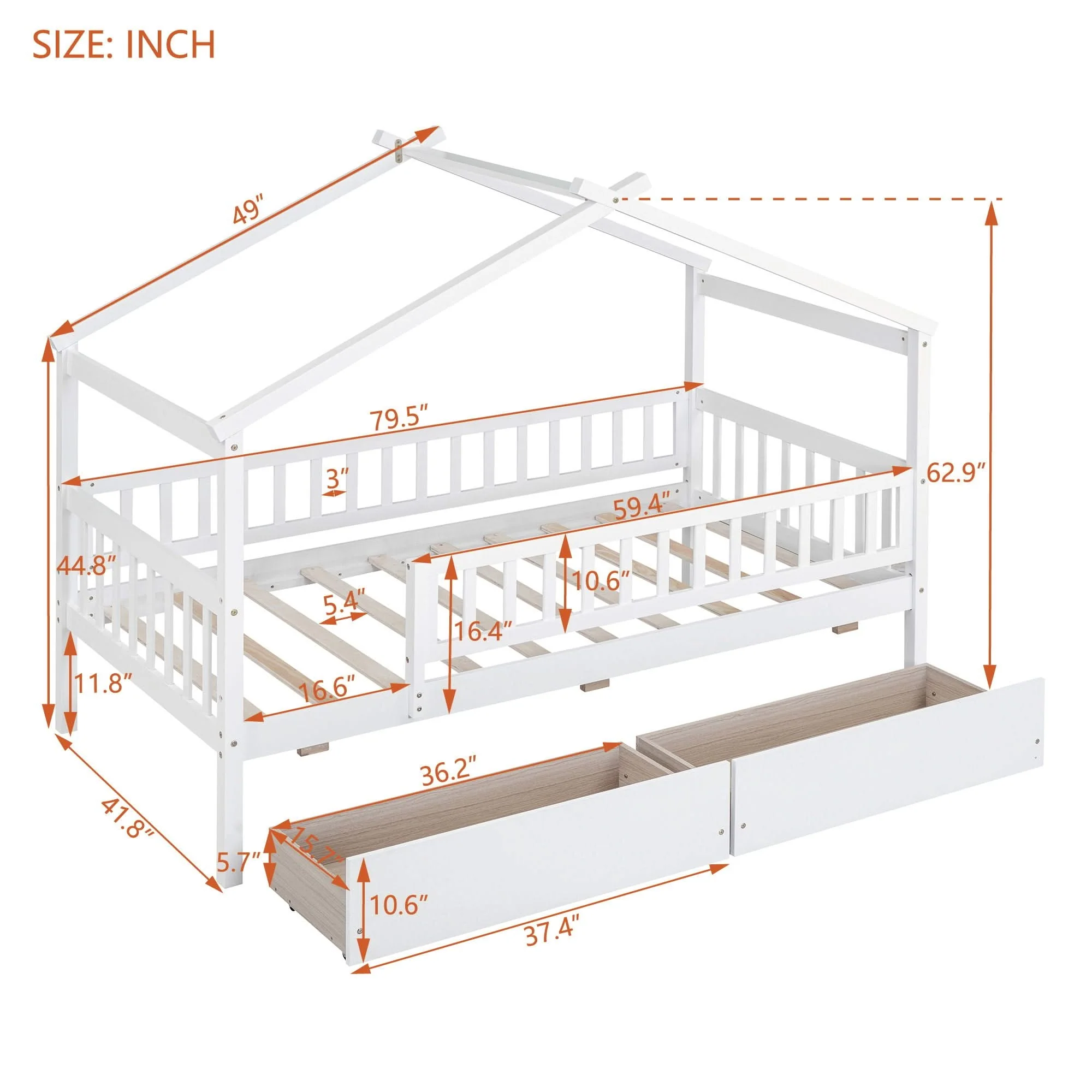 House Bed With 2 Drawers - Image 22