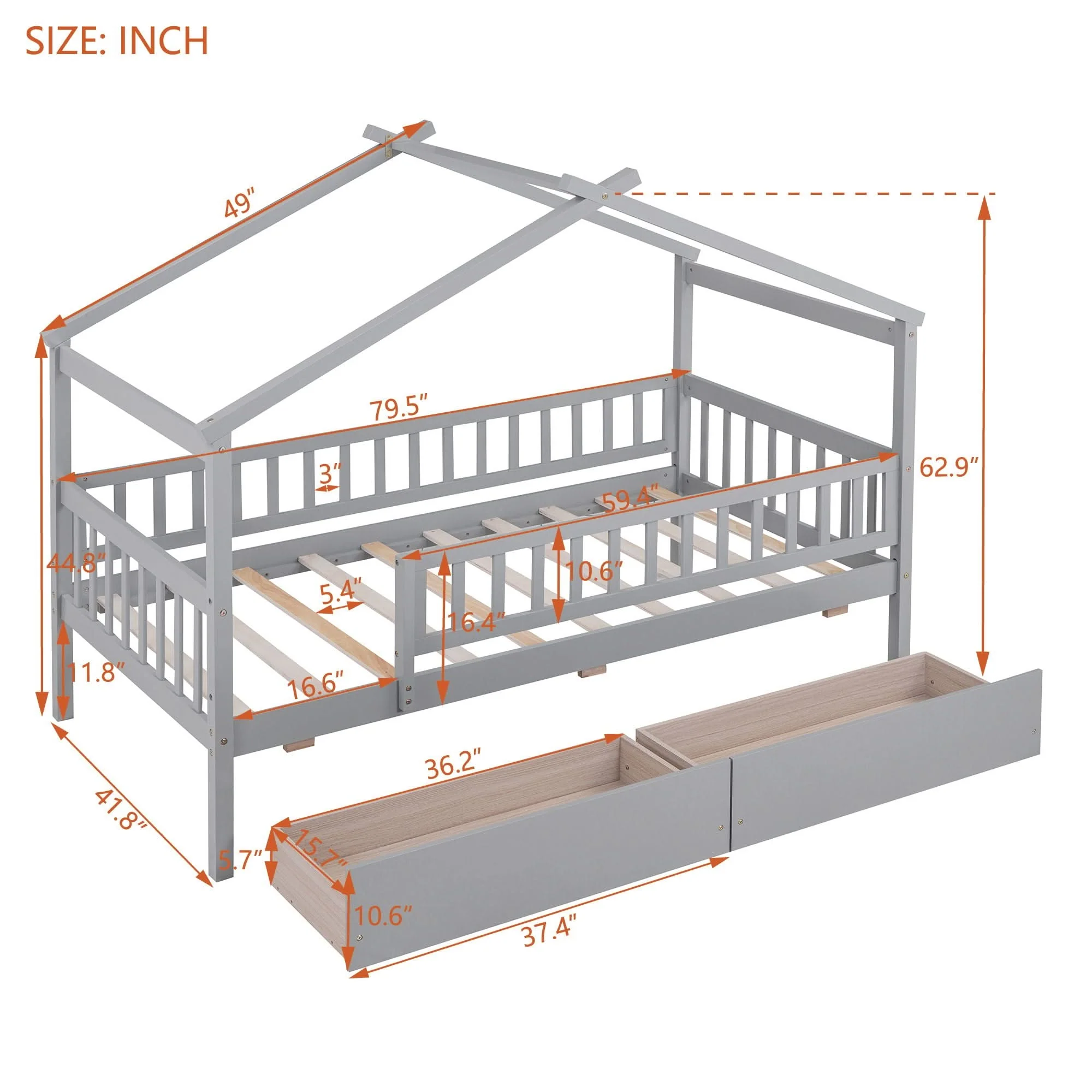 House Bed With 2 Drawers - Image 23