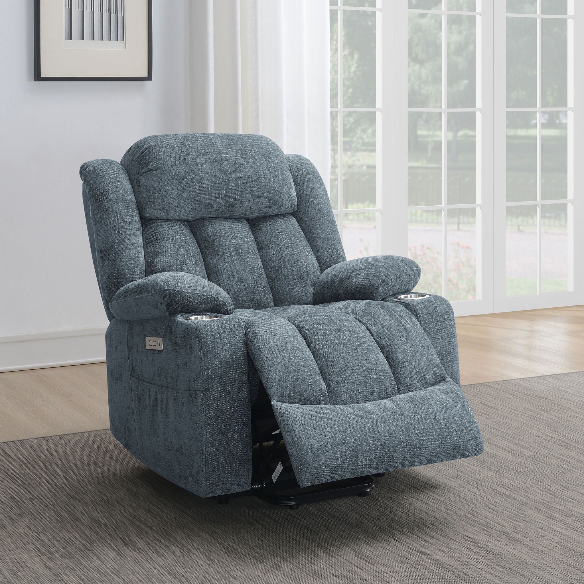 Houston Upholstered Power Lift Recliner Slate Blue - Image 4
