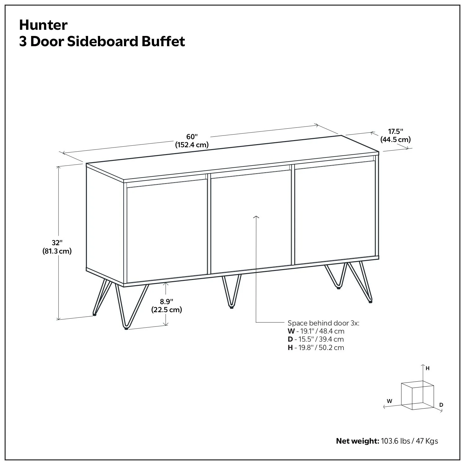 Hunter - 3 Door Sideboard - Image 7