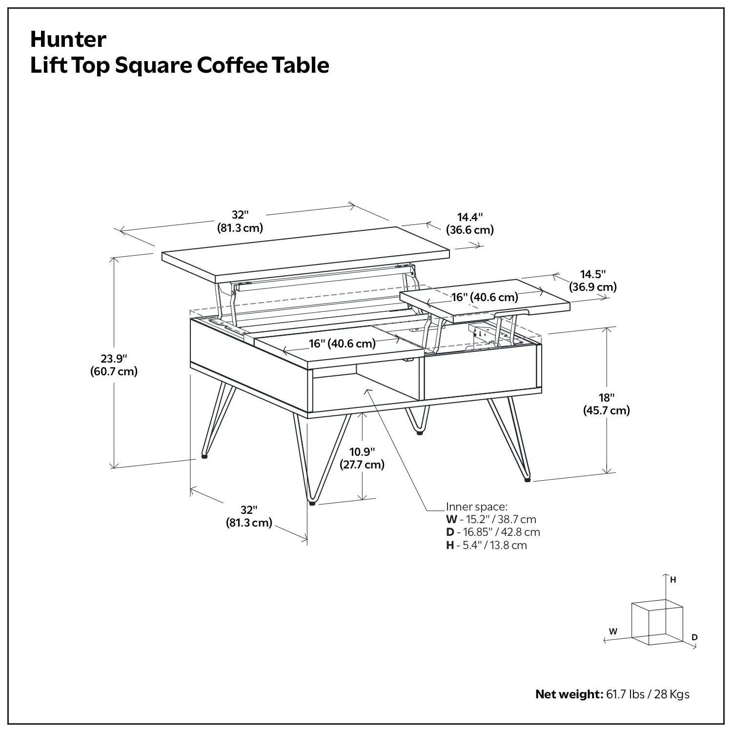 Hunter - Handcrafted Lift Top Coffee Table - Image 32