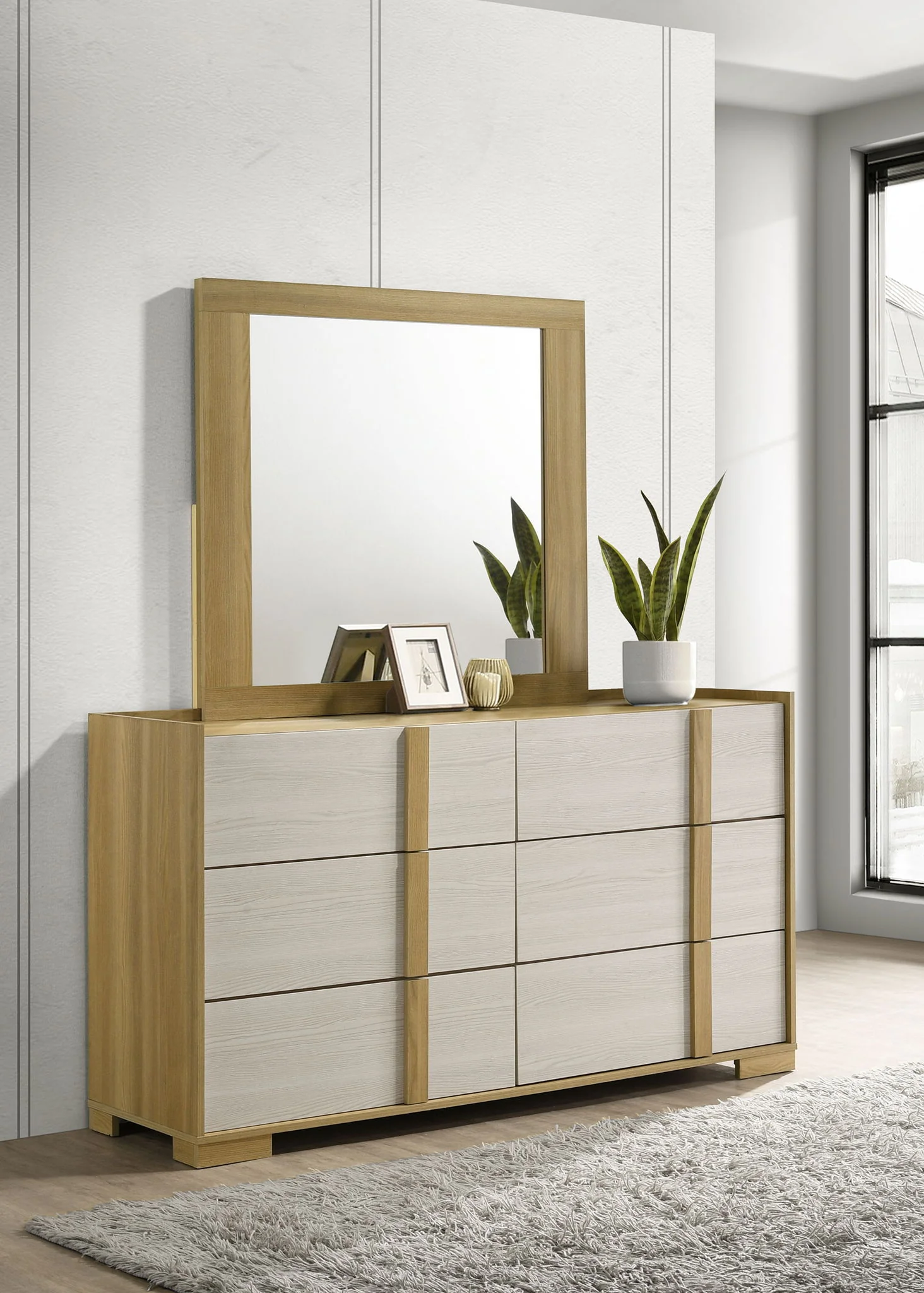 Hyland 6-drawer Dresser with Mirror Natural - Image 3