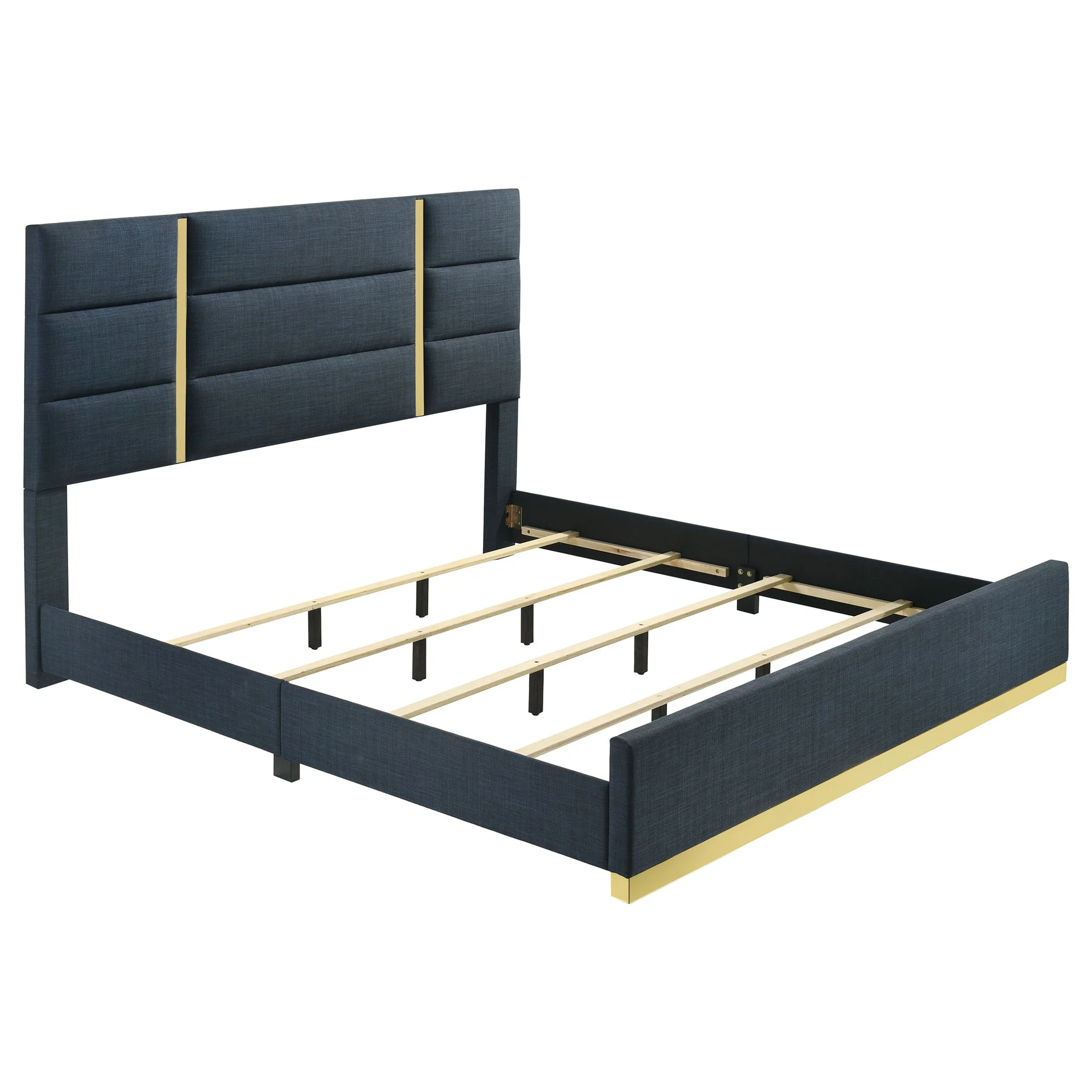 Ines 5-piece Eastern King Bedroom Set Navy and White High Gloss - Image 3