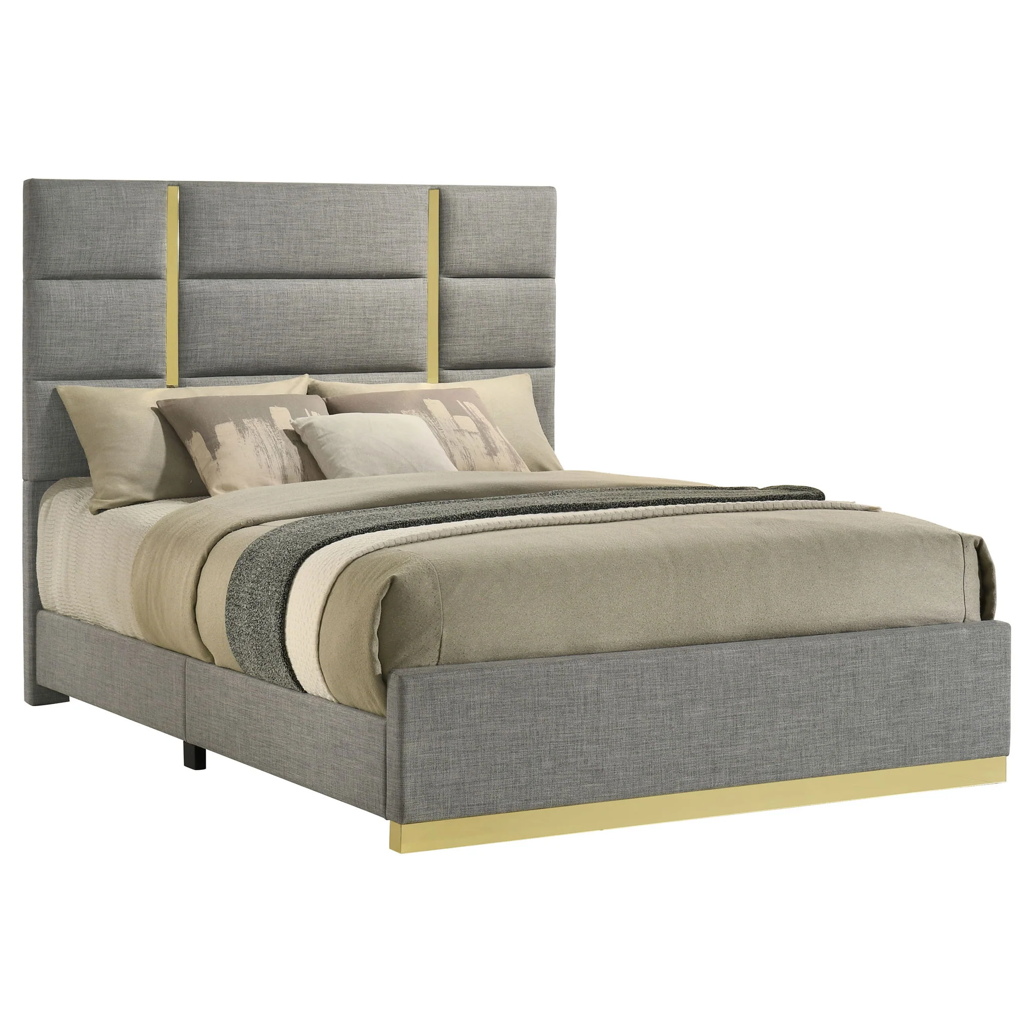 Ines 56-inch Fabric Upholstered Queen Panel Bed Grey - Image 2
