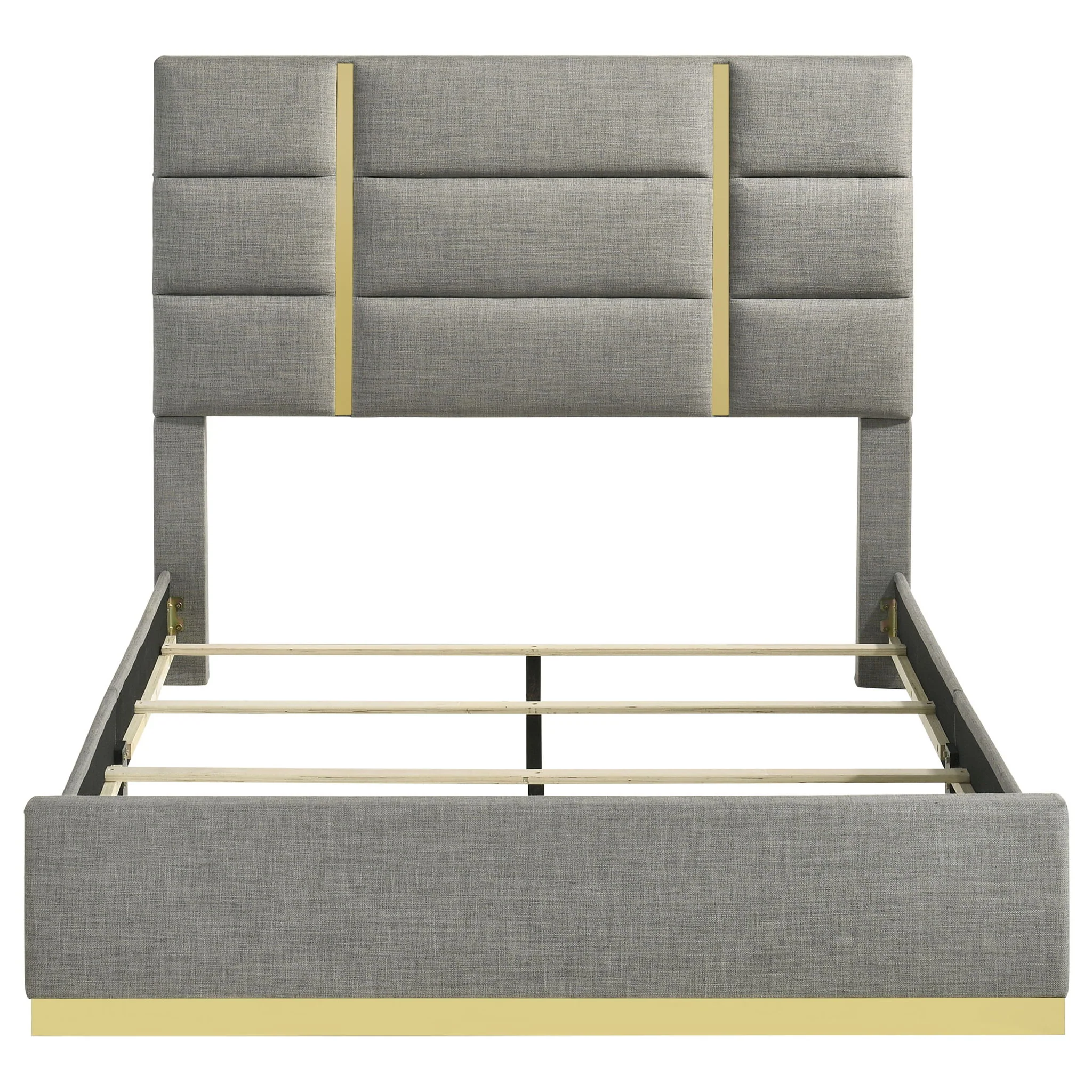 Ines 56-inch Fabric Upholstered Queen Panel Bed Grey - Image 3