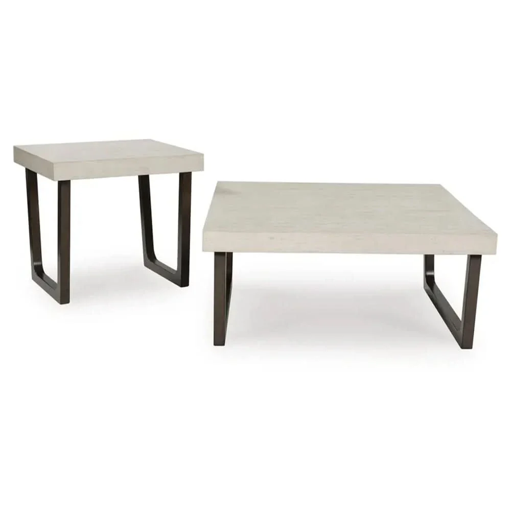 Inkie Gray Contemporary 2-Piece Occasional Table Set with Faux Cement Tops