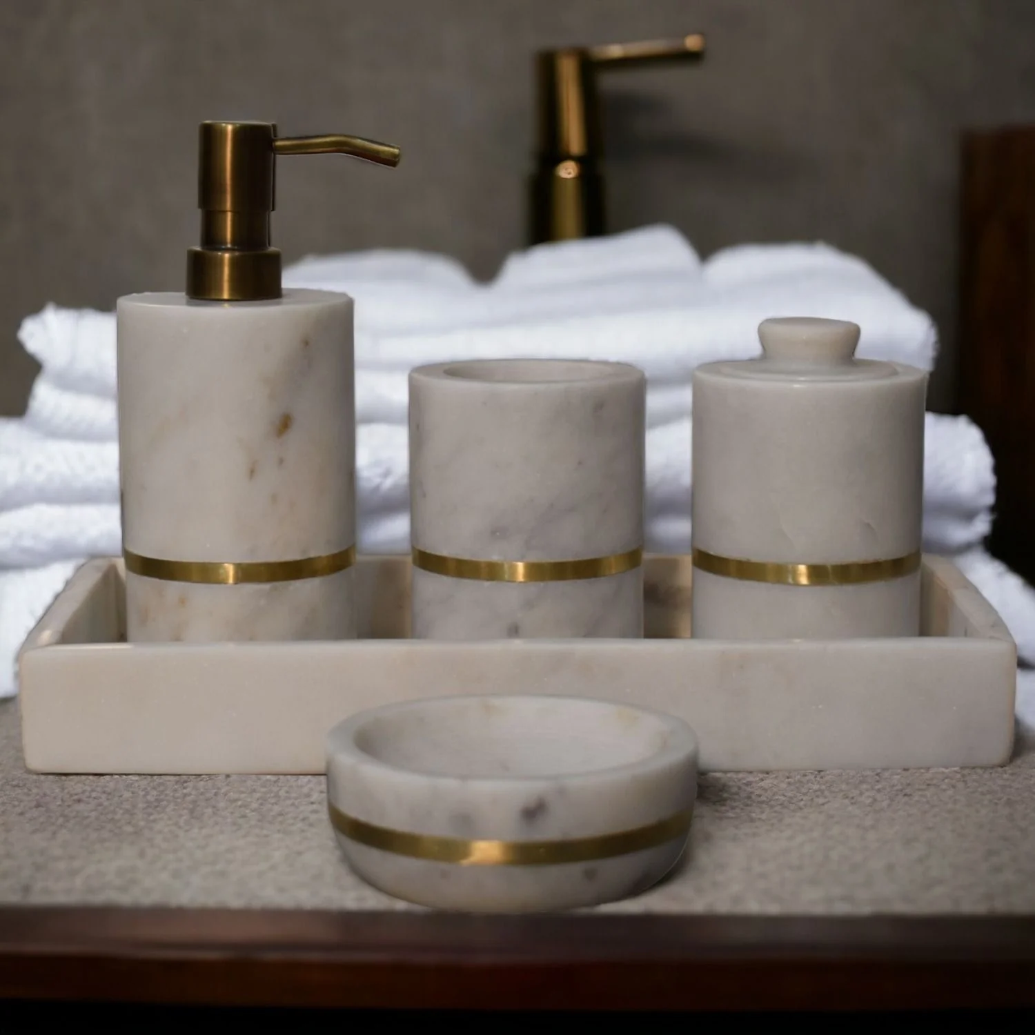 Inlay Bathroom (Set of 5) - White - Image 4