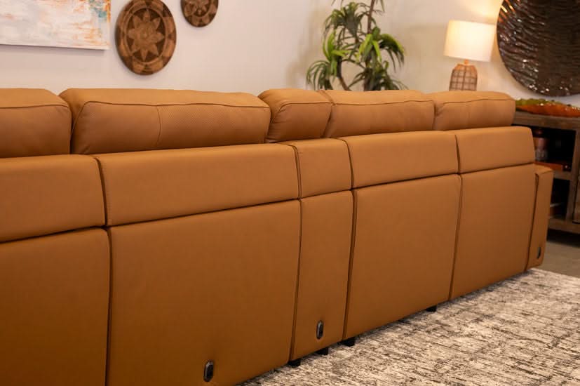 Iona Saddle Leather 5 PC Modular Slider Sectional with Chaise - Image 13