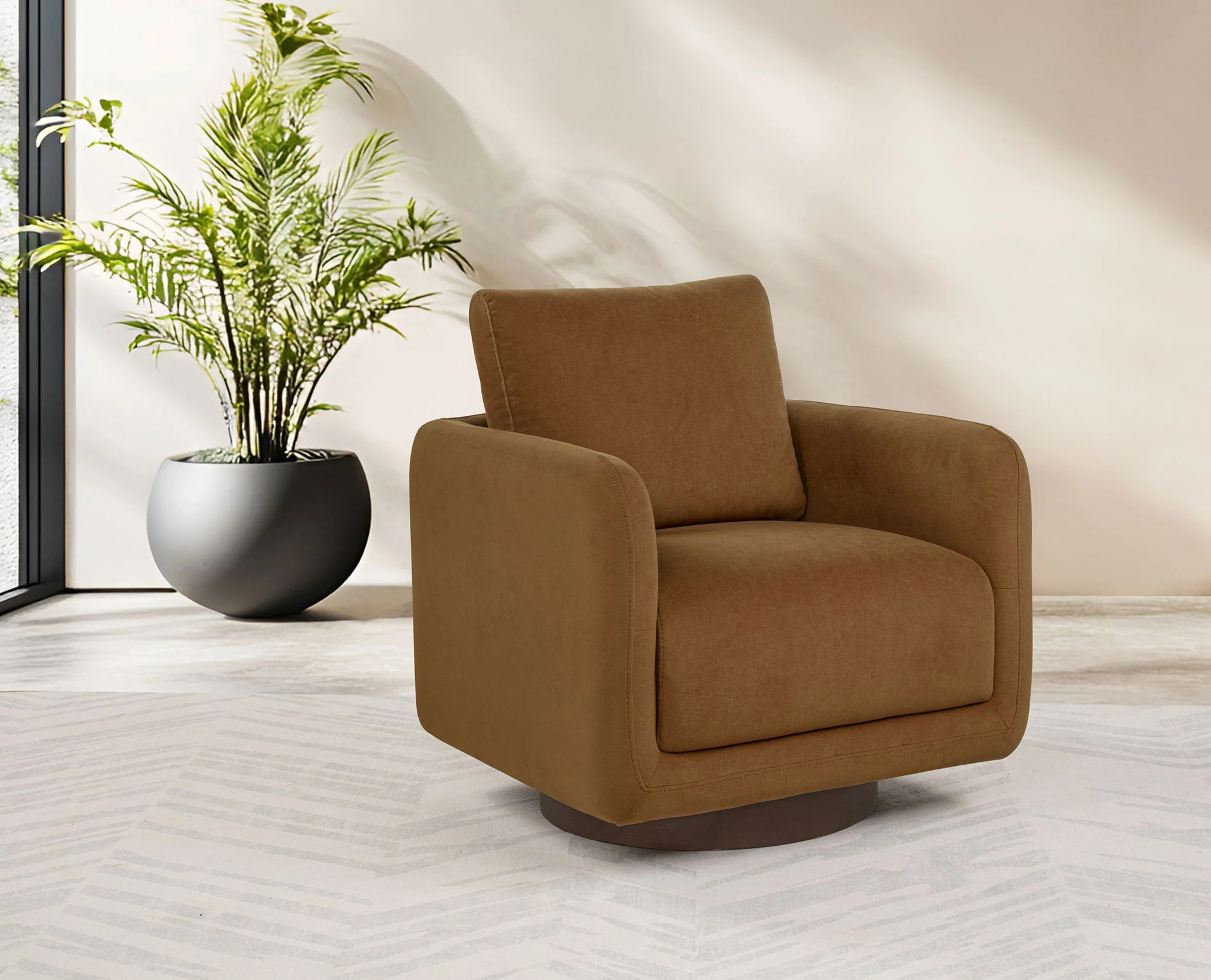 Iris Fabric Upholstered Swivel Accent Chair Rust - Image 3