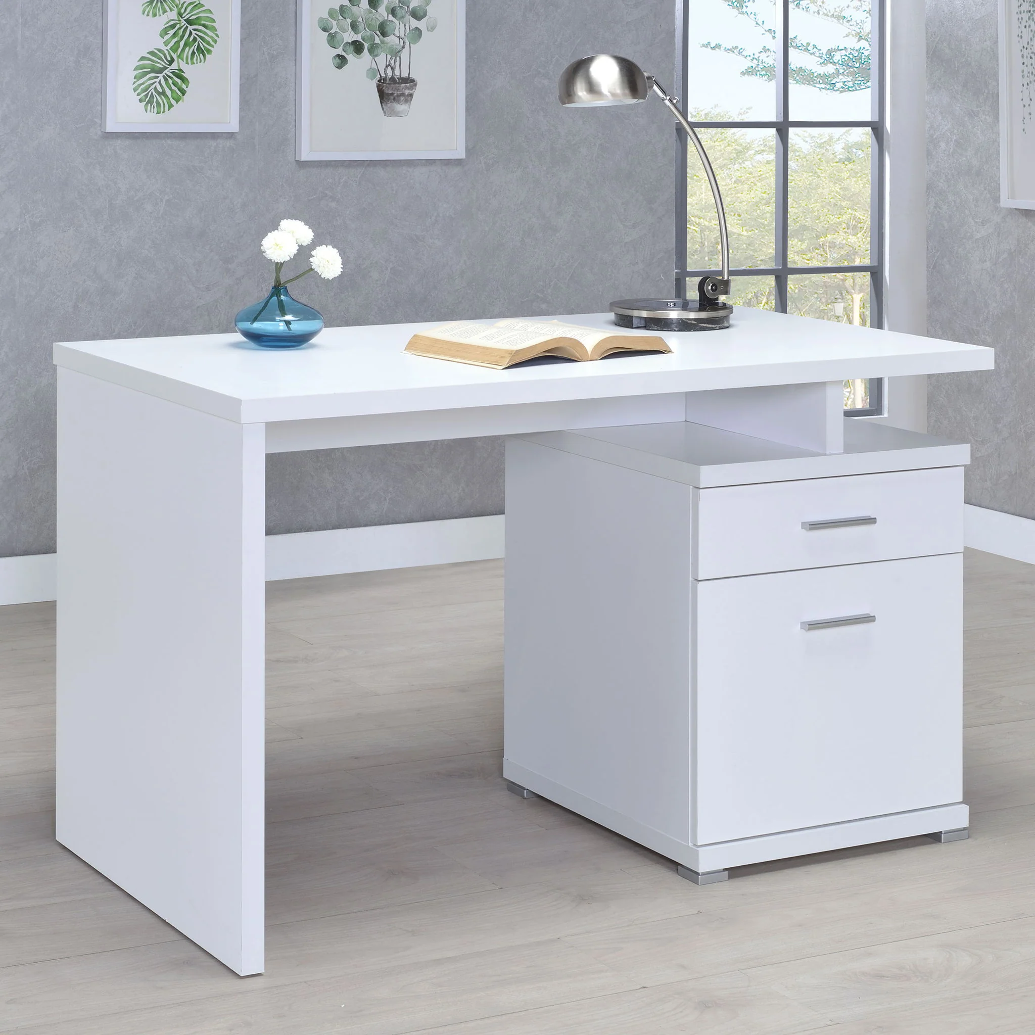 Irving 47-inch 2-drawer Office Computer Desk White - Image 2