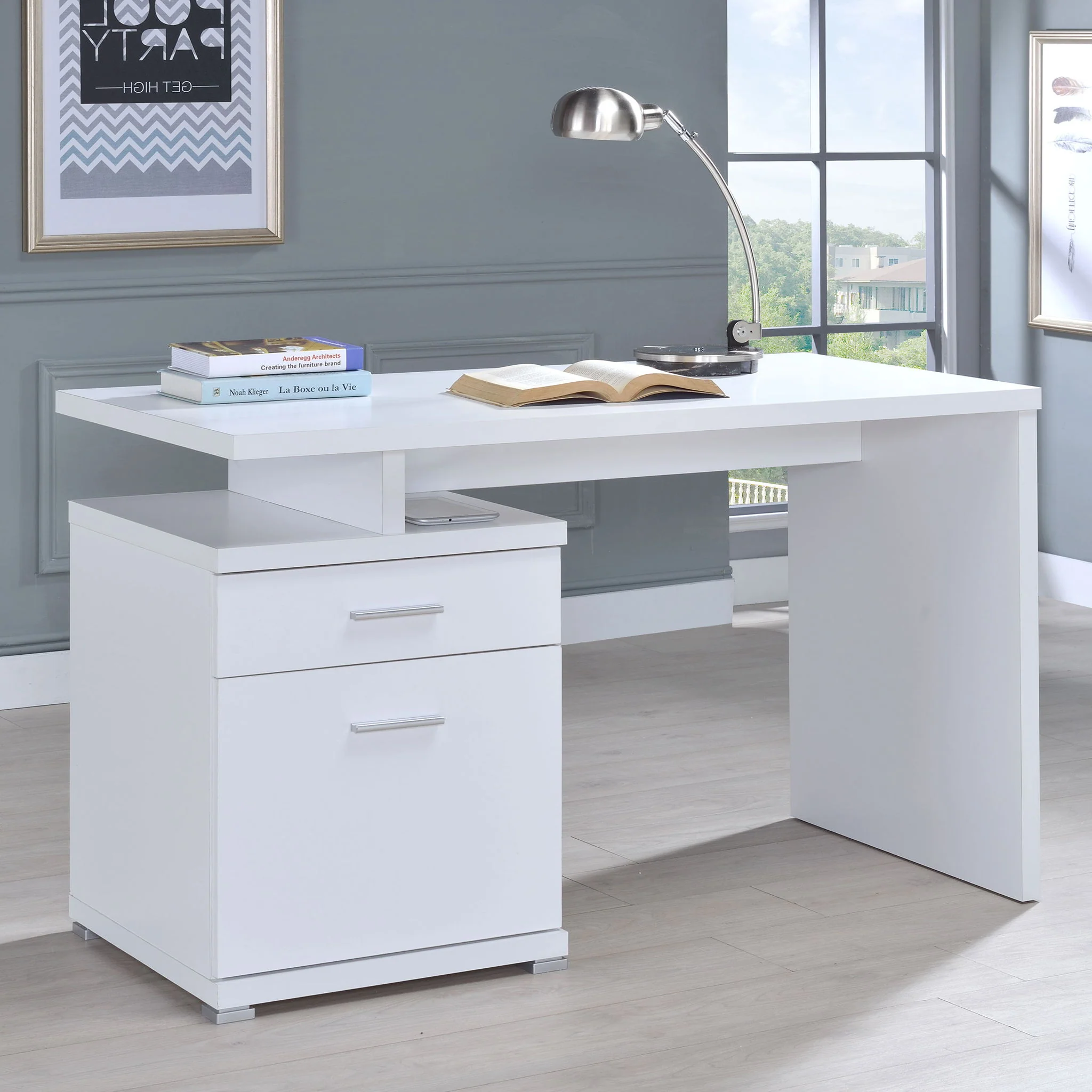 Irving 47-inch 2-drawer Office Computer Desk White - Image 4