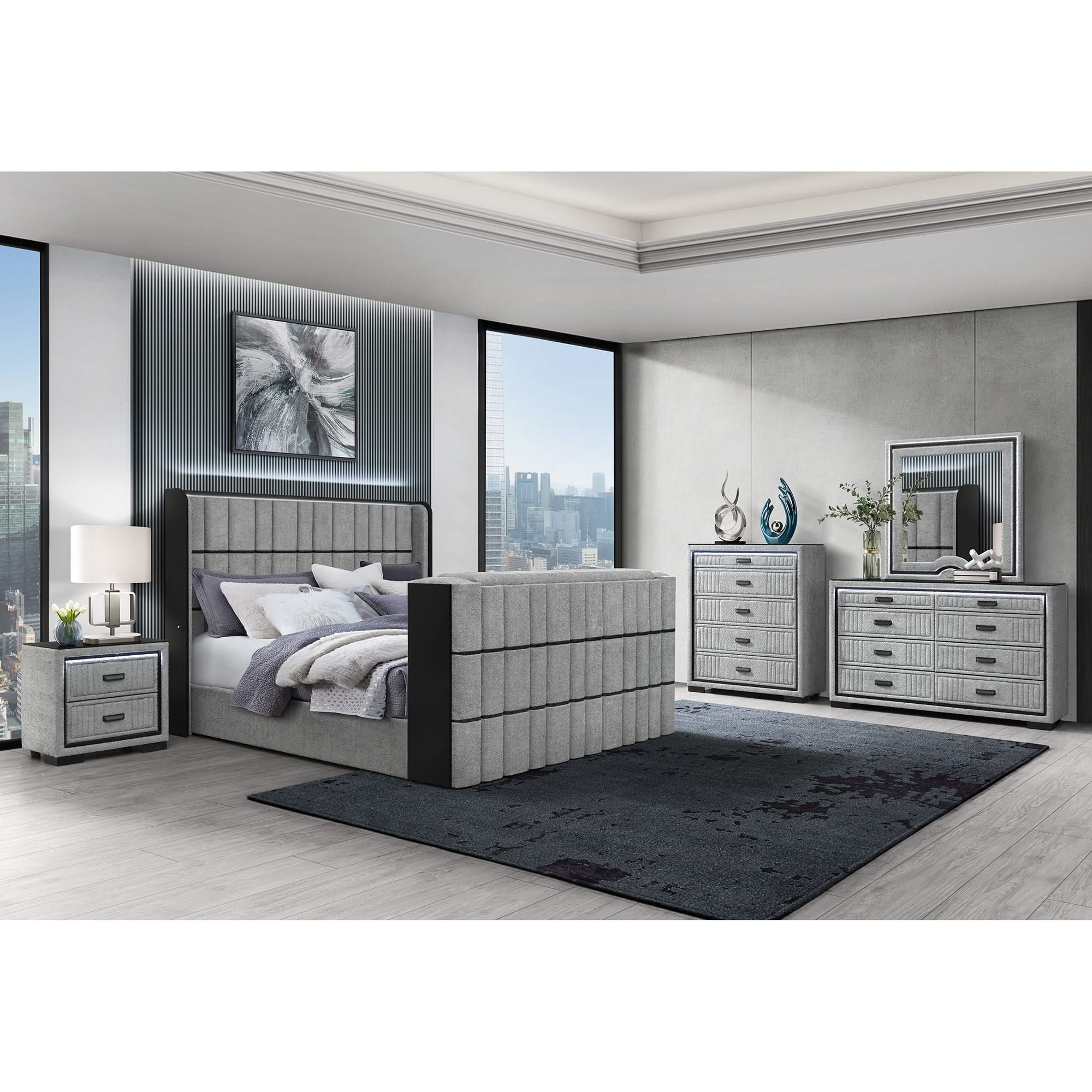 Isaiah - 5 Piece Bedroom Set With TV Lift-LED, Speakers And Fireplace - Image 4