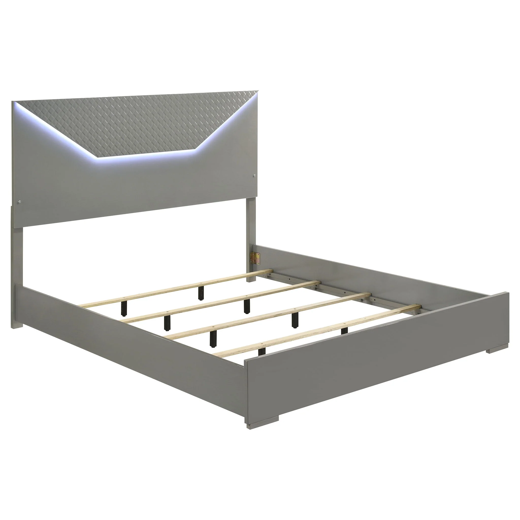 Ives 4-piece Eastern King Bedroom Set Grey High Gloss - Image 2