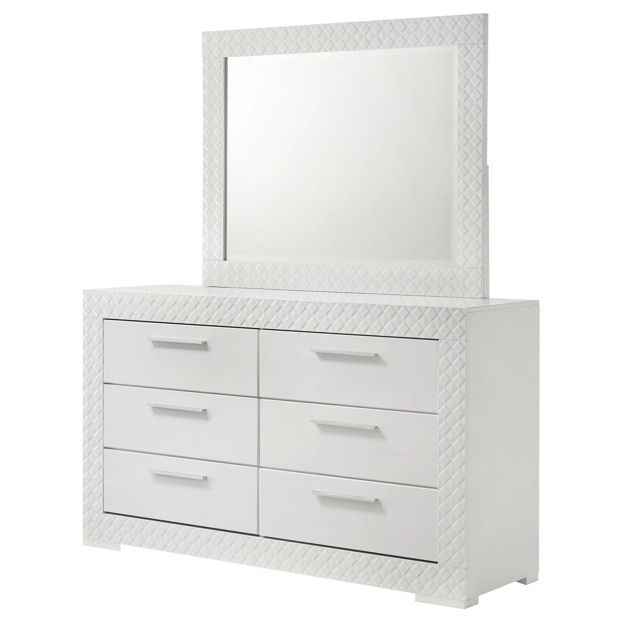 Ives 6-drawer Dresser and Mirror White High Gloss - Image 2
