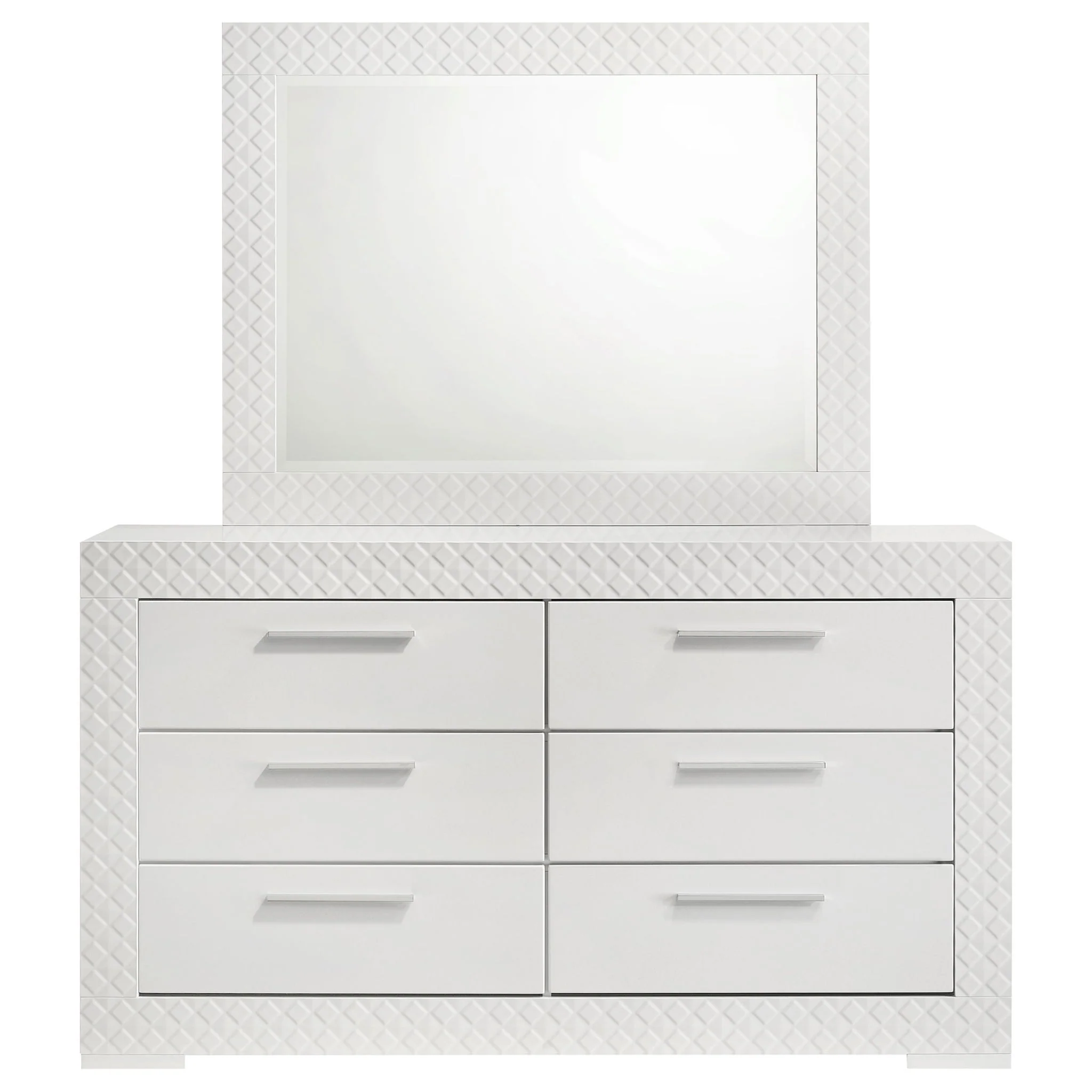 Ives 6-drawer Dresser and Mirror White High Gloss - Image 4