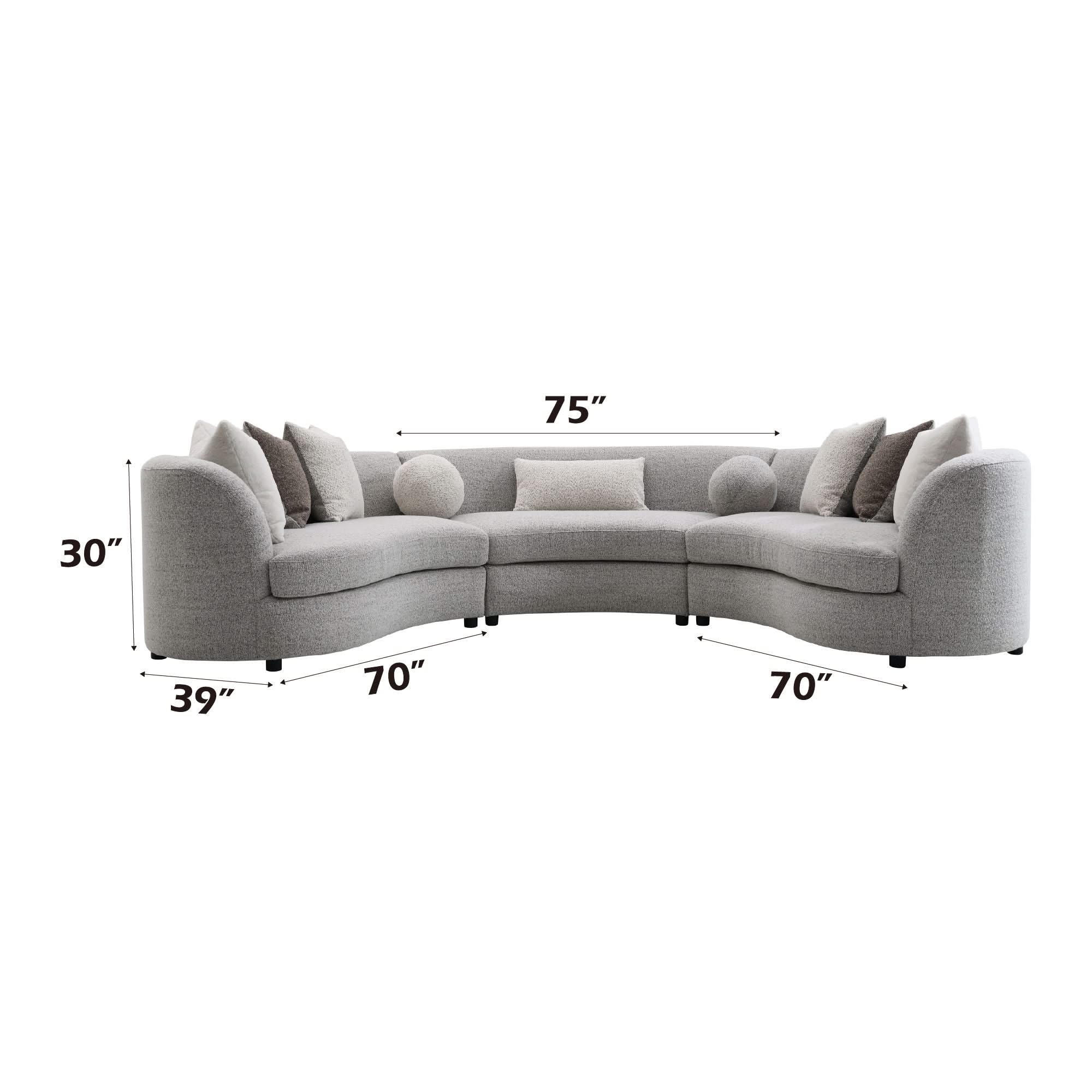 Ivria - Boucle Sectional Sofa With 9 Pillows - Gray - Image 2