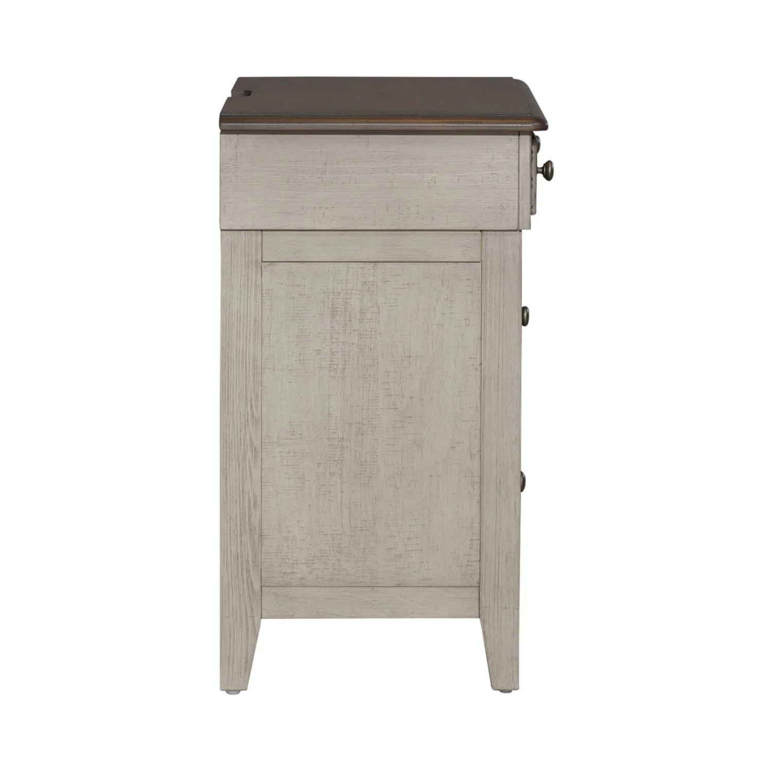 Ivy Hollow - 3 Drawer Bedside Chest With Charging Station - Weathered Linen / Dusty Taupe - Image 4