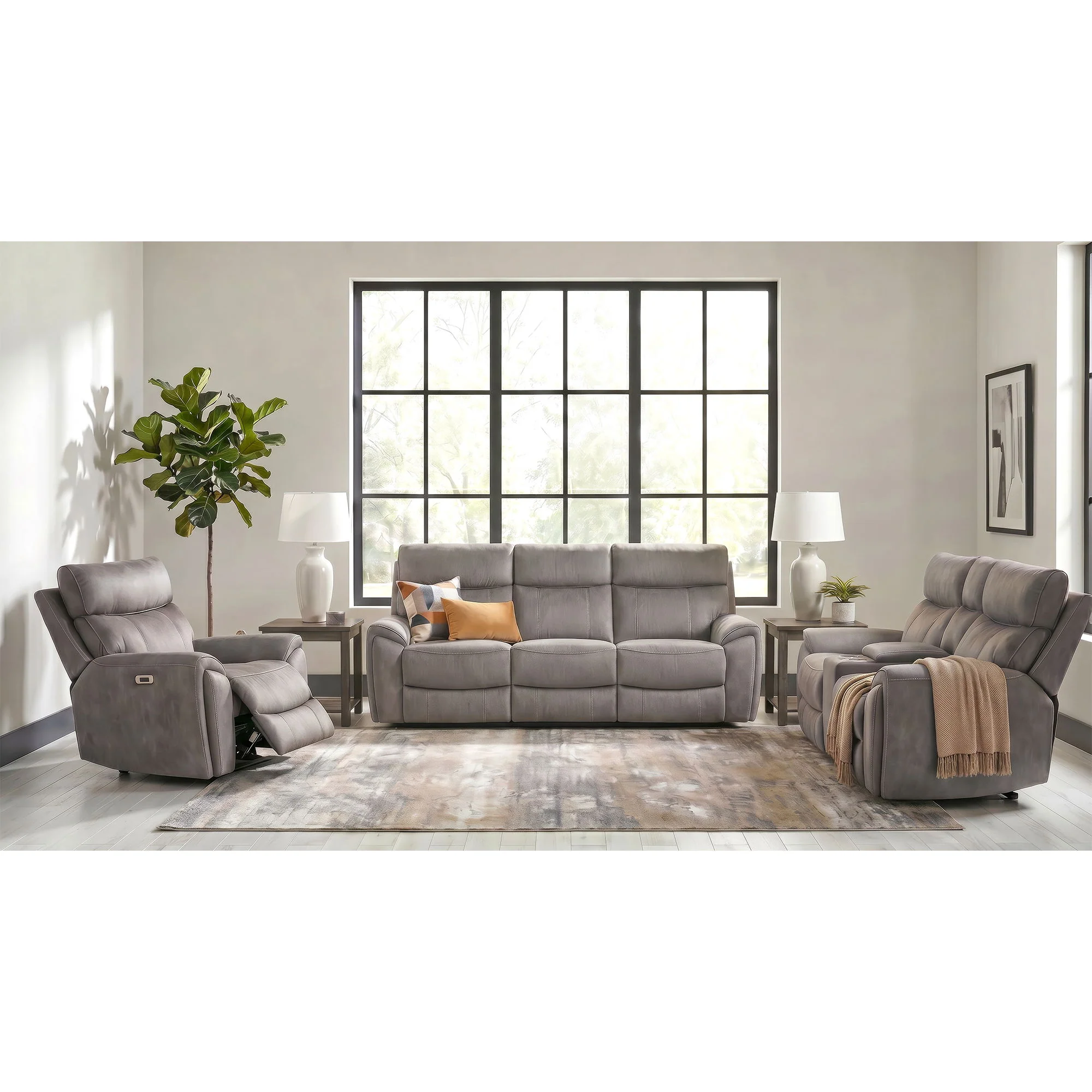 Jackpot - P1 Sofa With Heat Massage - Explore Light Gray - Image 2