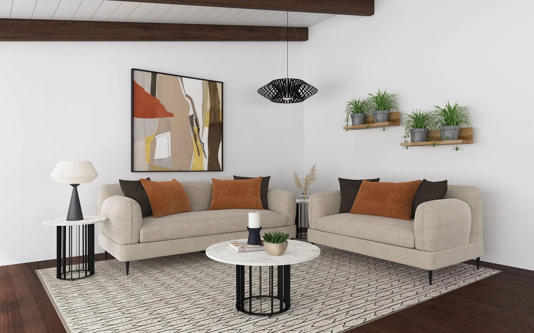 Jade 2-piece Chenille Upholstered Sofa Set Latte - Image 3