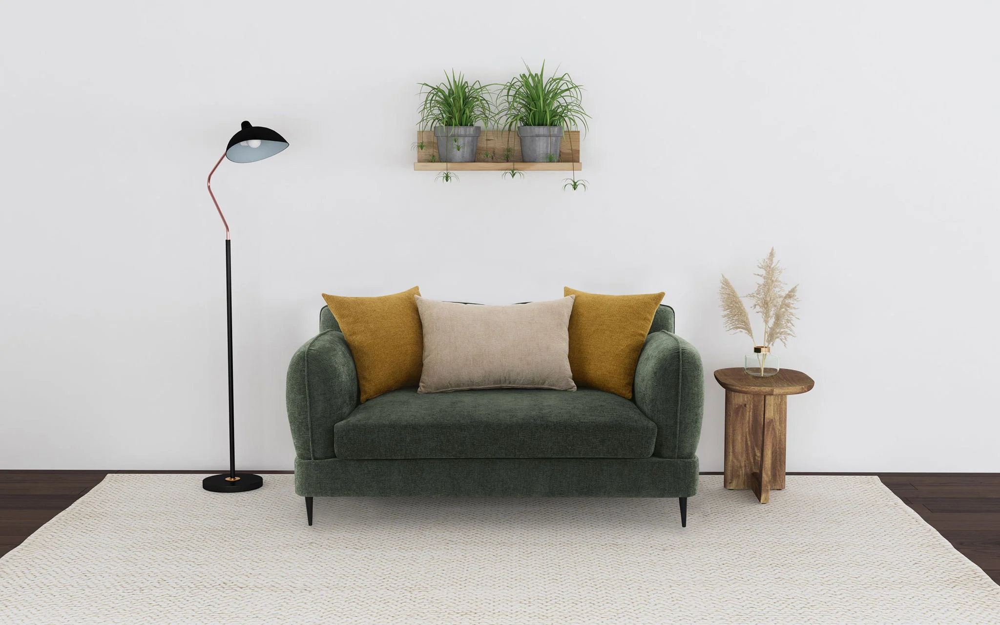 Jade Chenille Upholstered Modern Track Arm Loveseat Green - Image 2