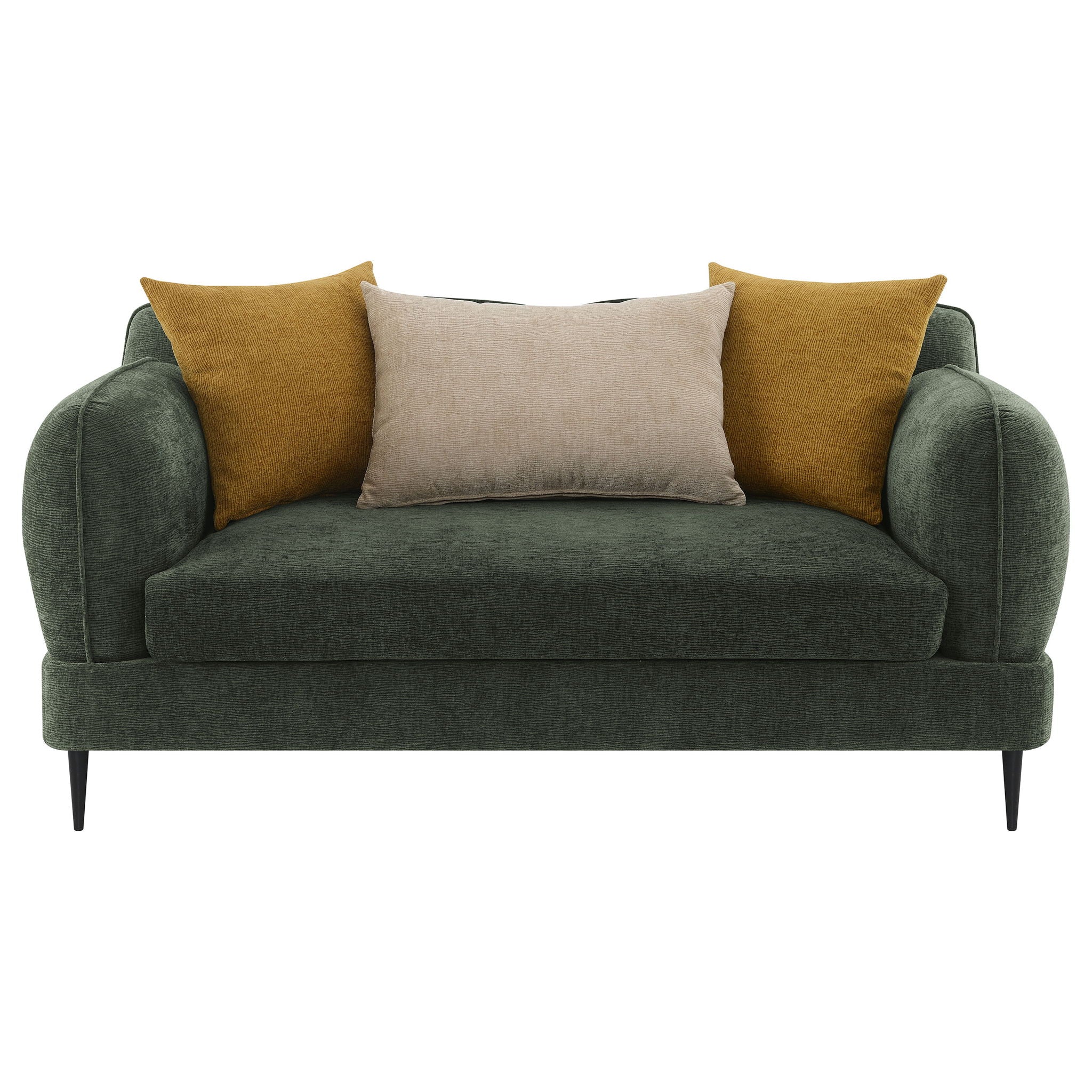 Jade Chenille Upholstered Modern Track Arm Loveseat Green - Image 4