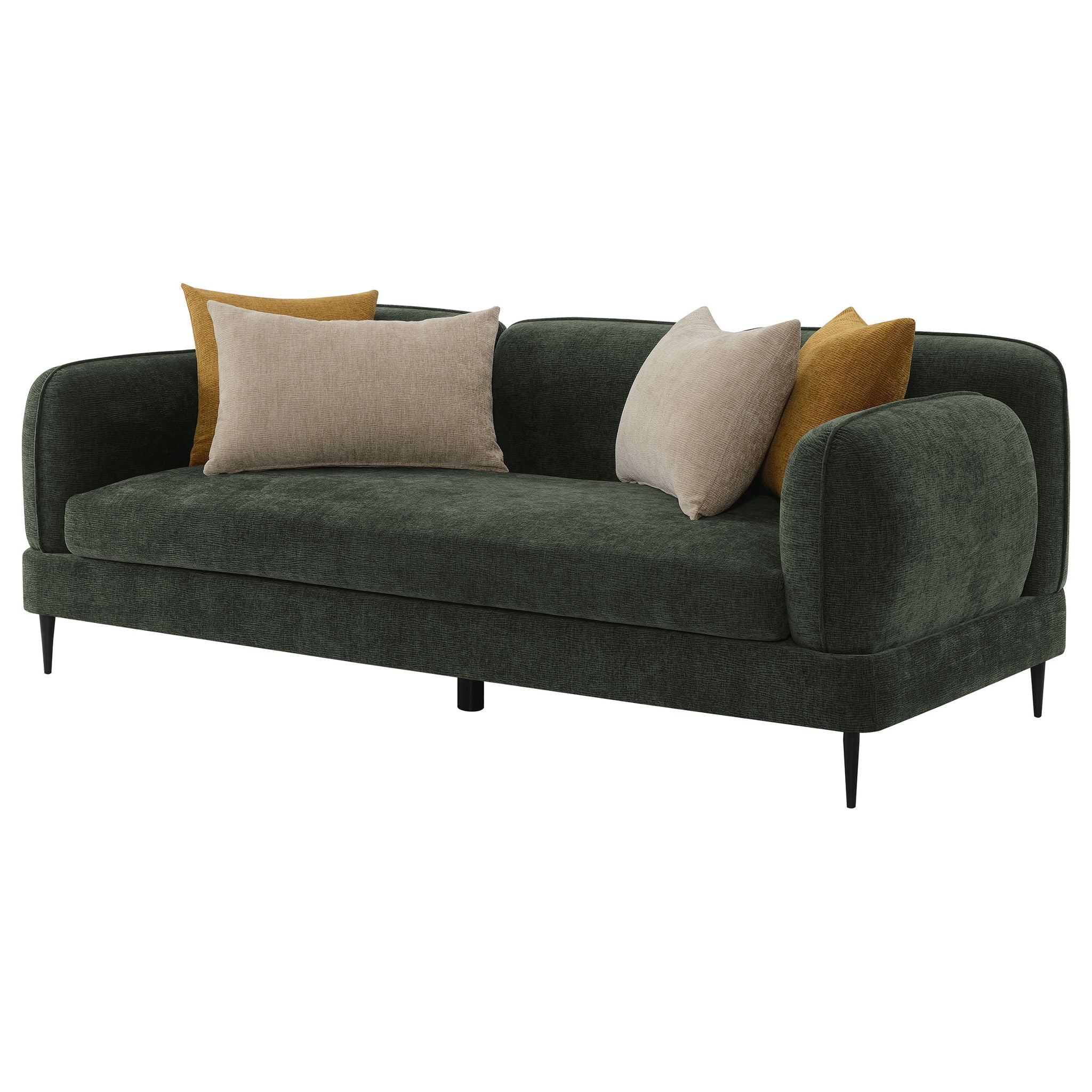 Jade Chenille Upholstered Modern Track Arm Sofa Green - Image 4