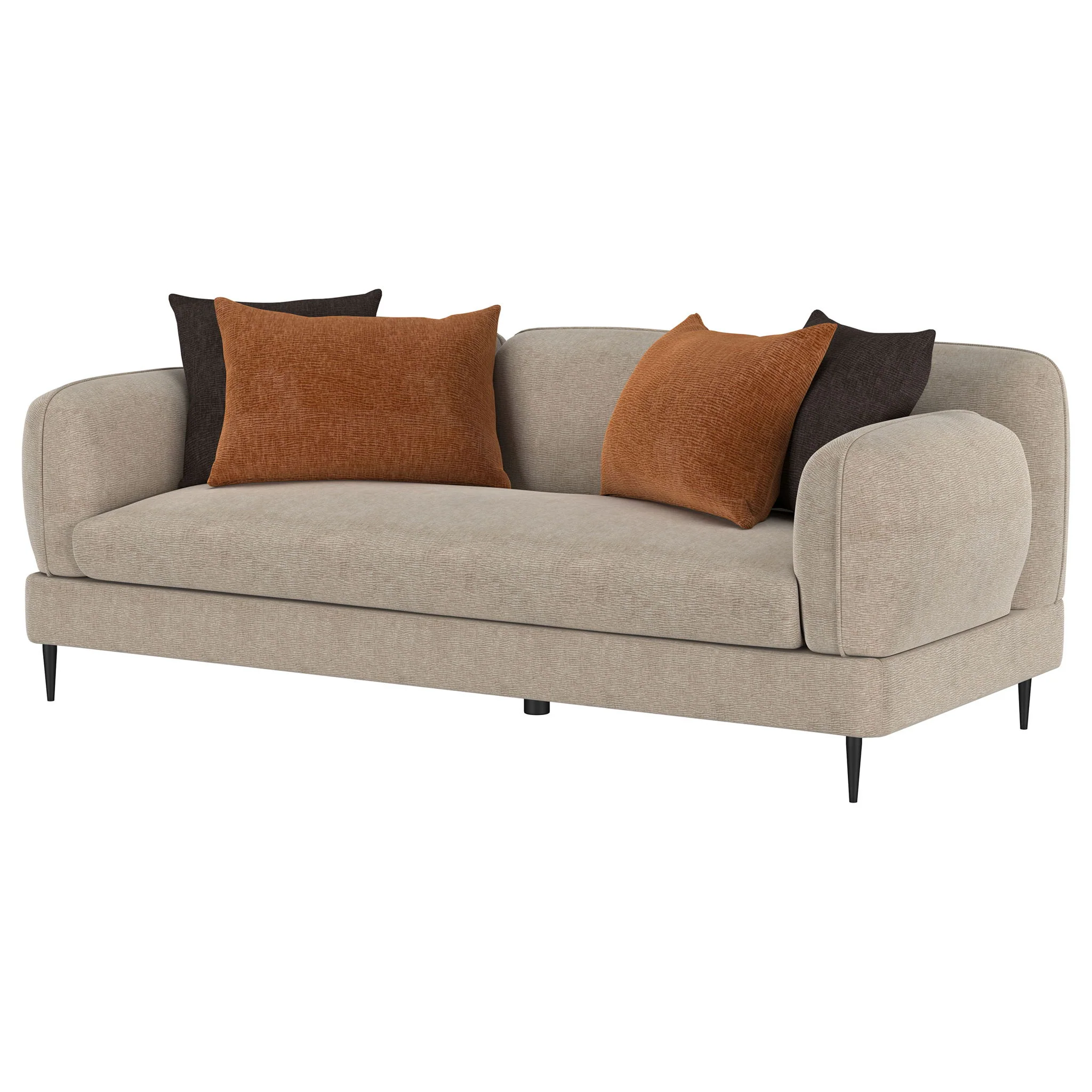 Jade Chenille Upholstered Sculpted Track Arm Sofa Latte - Image 2