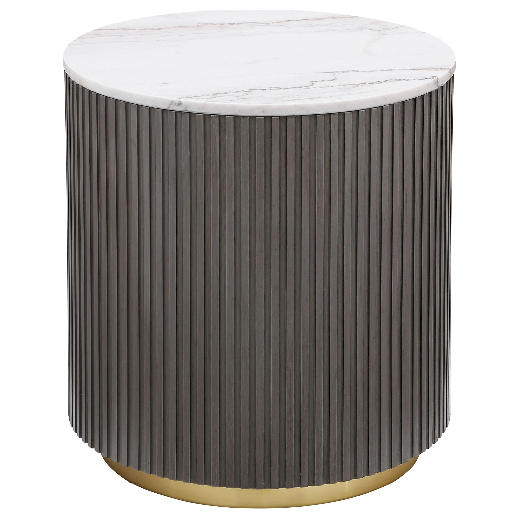 Jason 2-piece Round White Marble Coffee Table Set Charcoal - Image 2