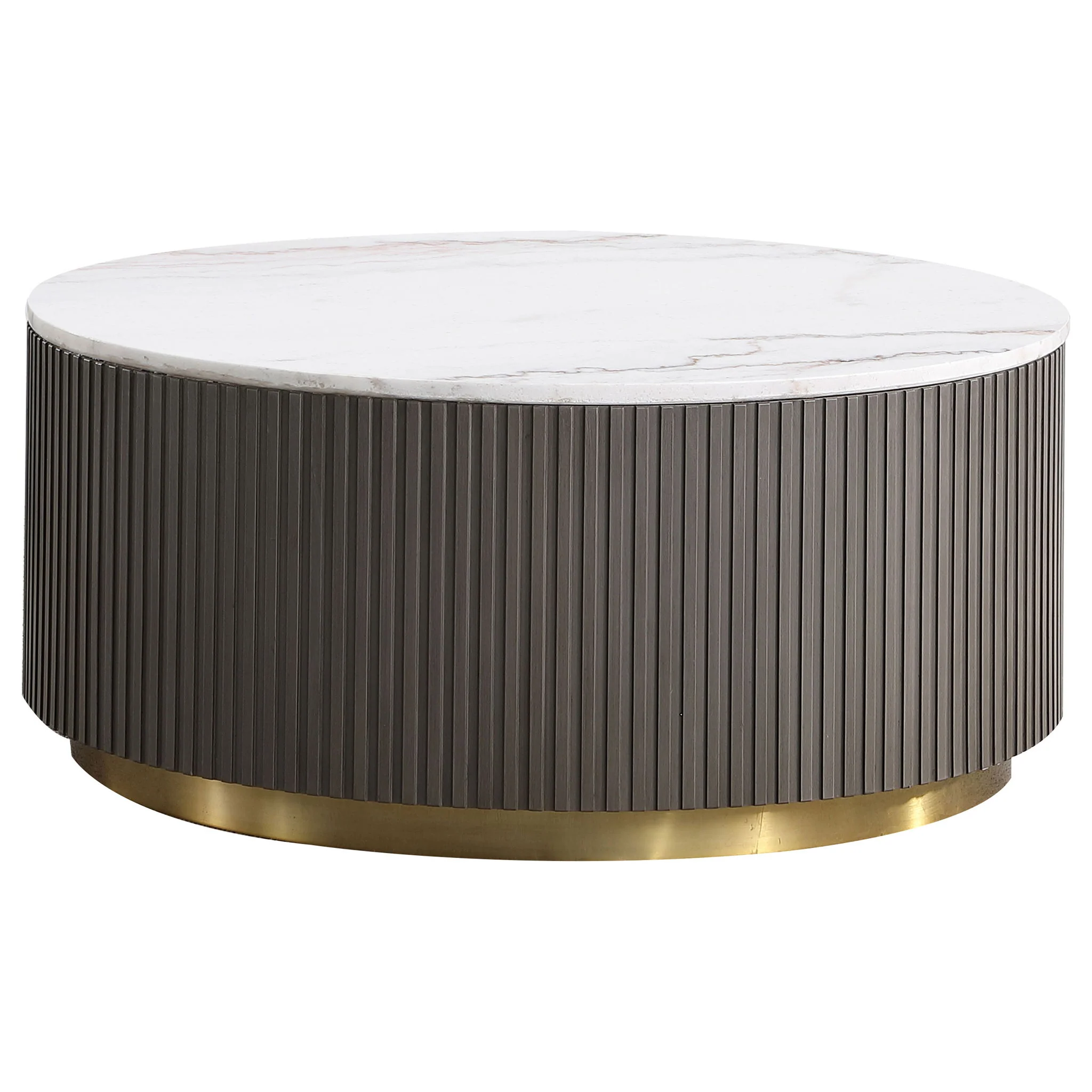 Jason 2-piece Round White Marble Coffee Table Set Charcoal - Image 4