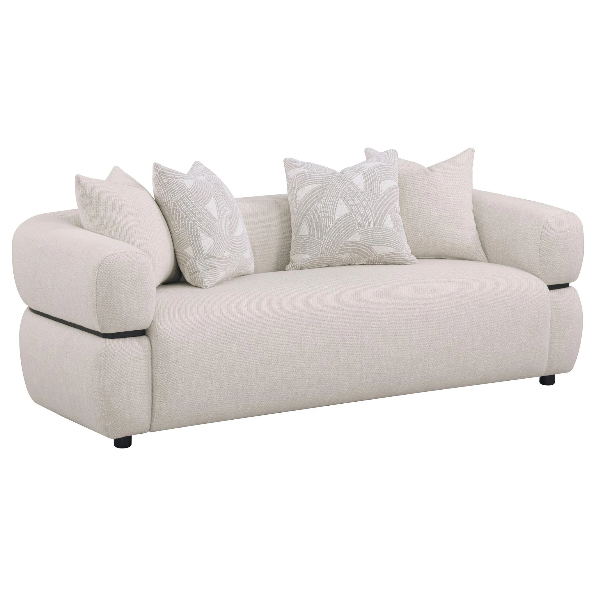 Jeanette 2-piece Fabric Upholstered Round Arm Sofa Set Beige - Image 3