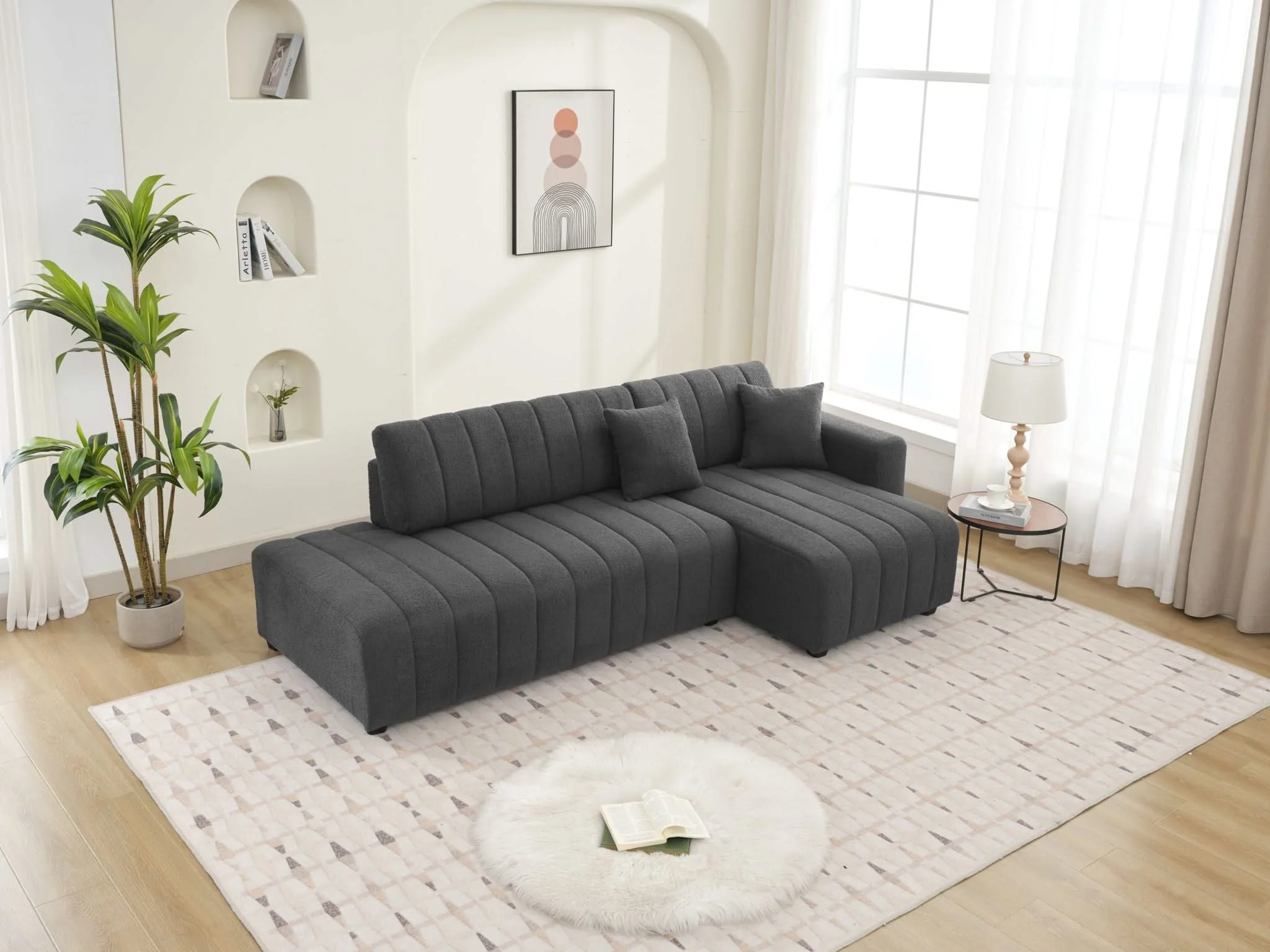 Jessica - Lamb Wool Sectional Sofa With Chaise - Image 8