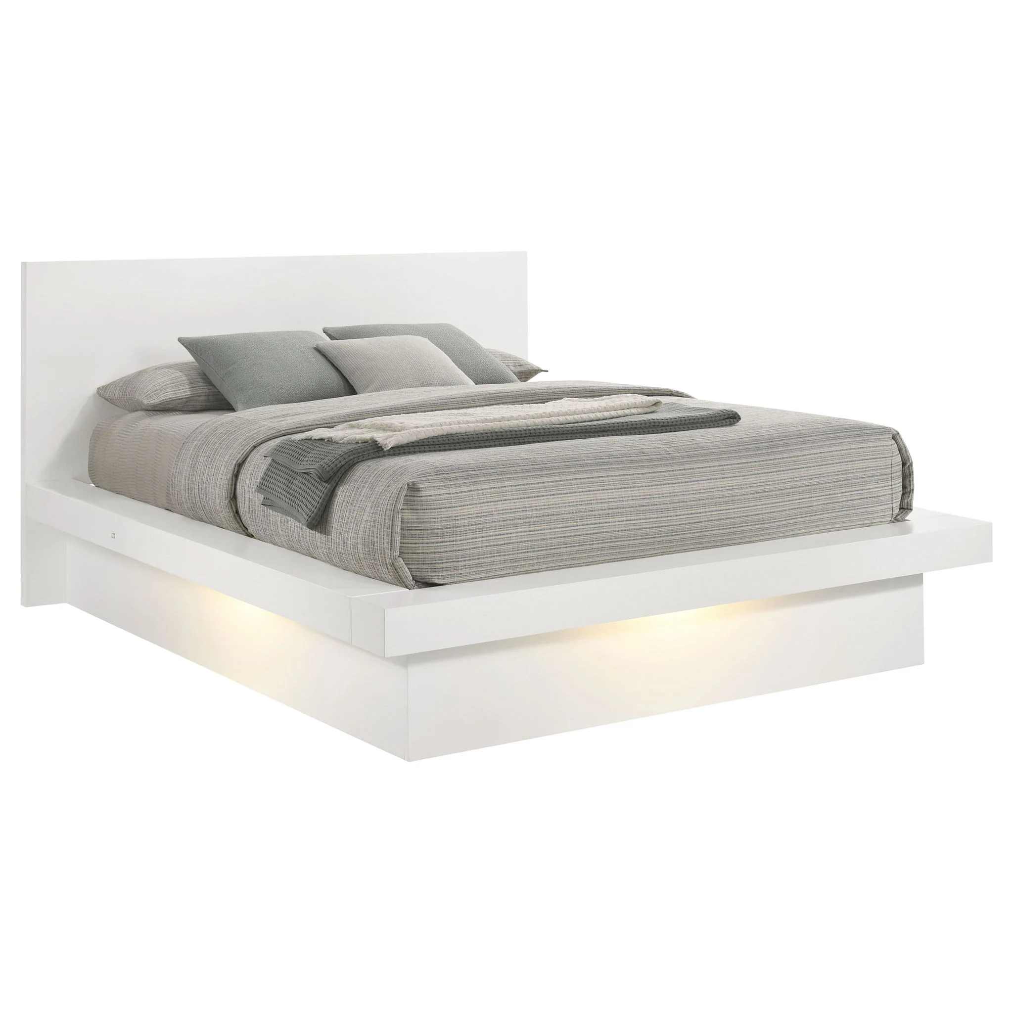 Jessica Wood Eastern King LED Panel Bed Snow White - Image 2