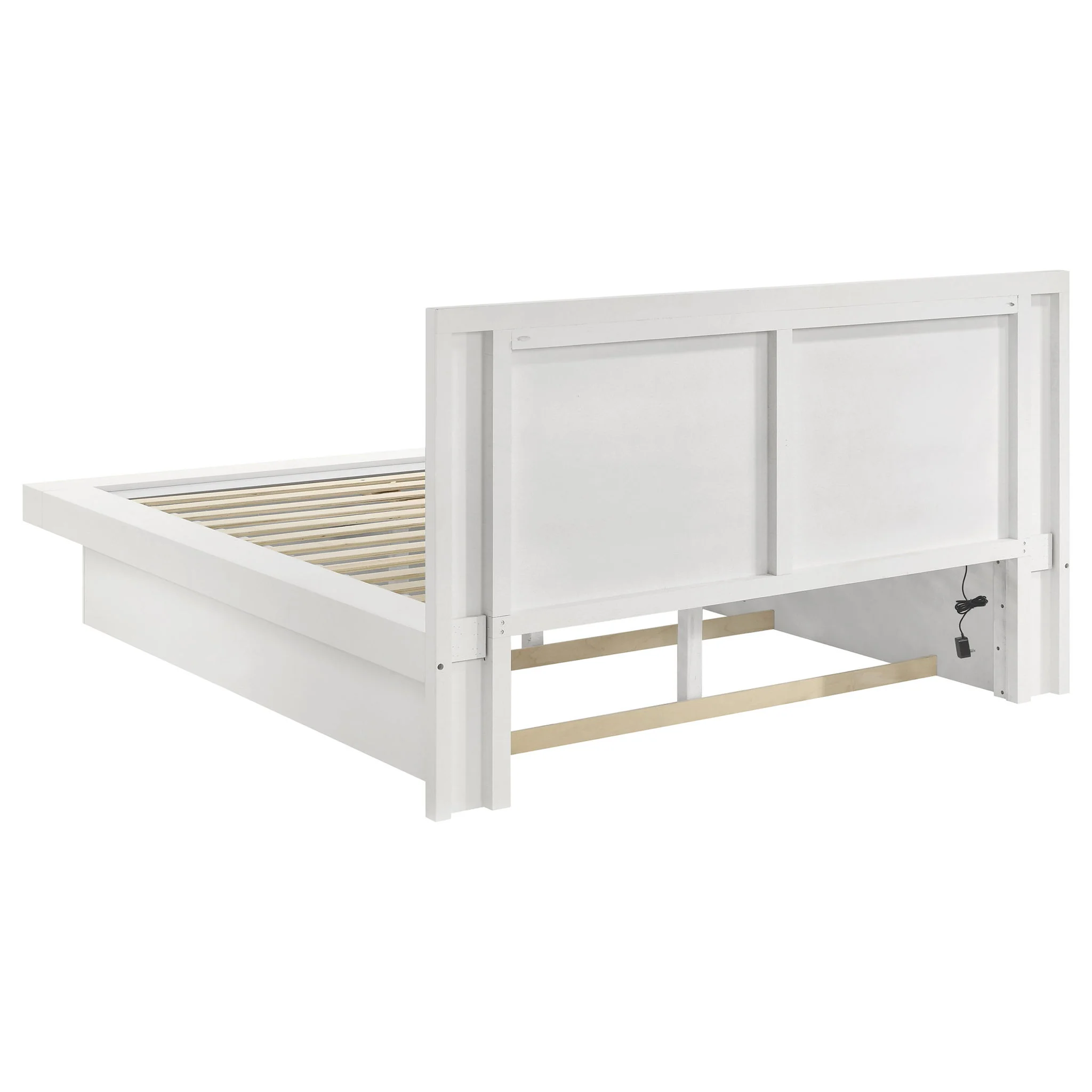 Jessica Wood Eastern King LED Panel Bed Snow White - Image 4