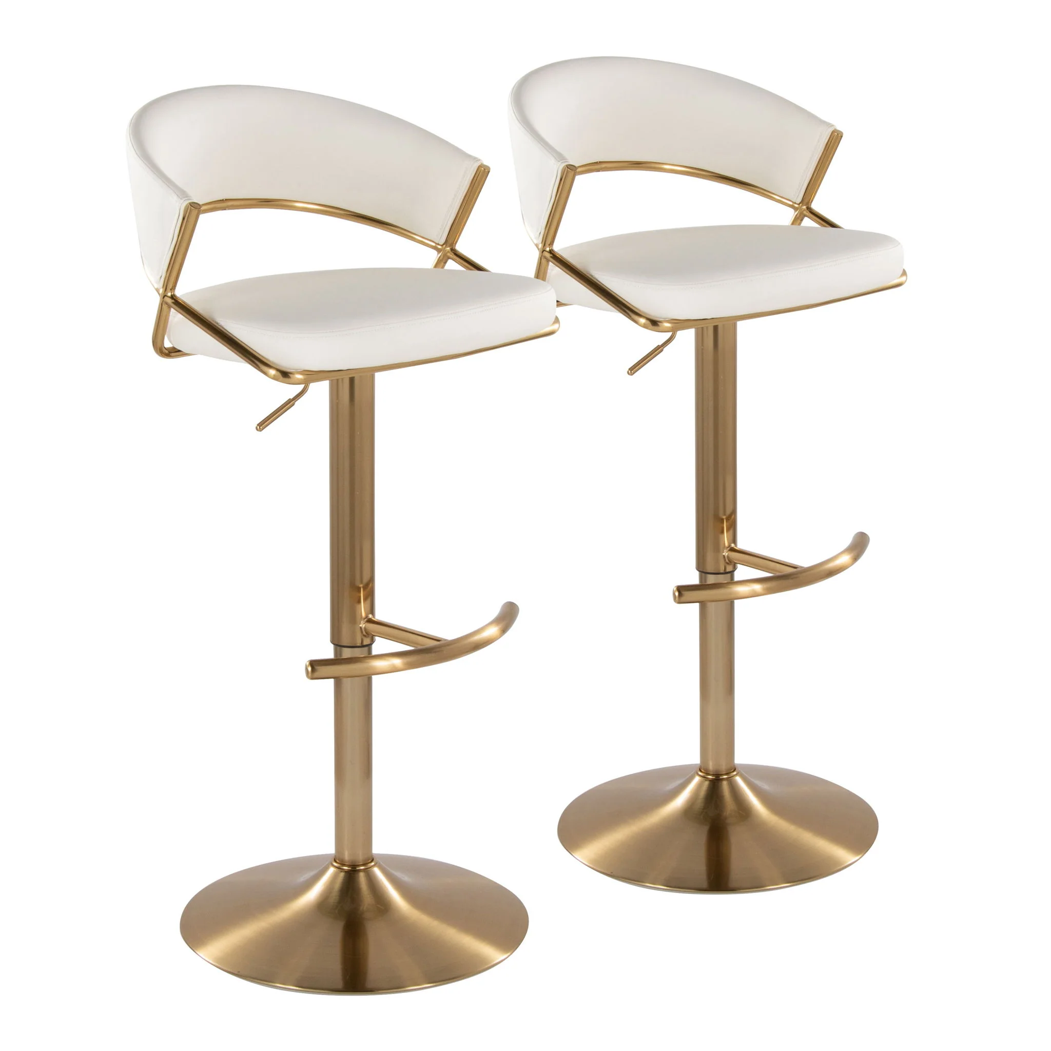 Jie - Contemporary Adjustable Barstool With Swivel With Rounded T Footrest (Set of 2) - Image 3