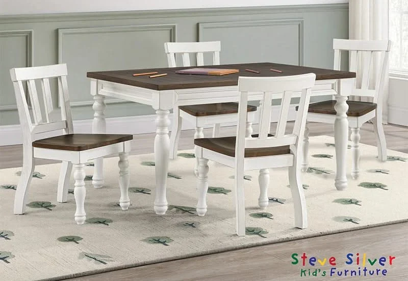 Joanna Kids Rustic Farmhouse Dining Table Set Includes 4 Side Chairs