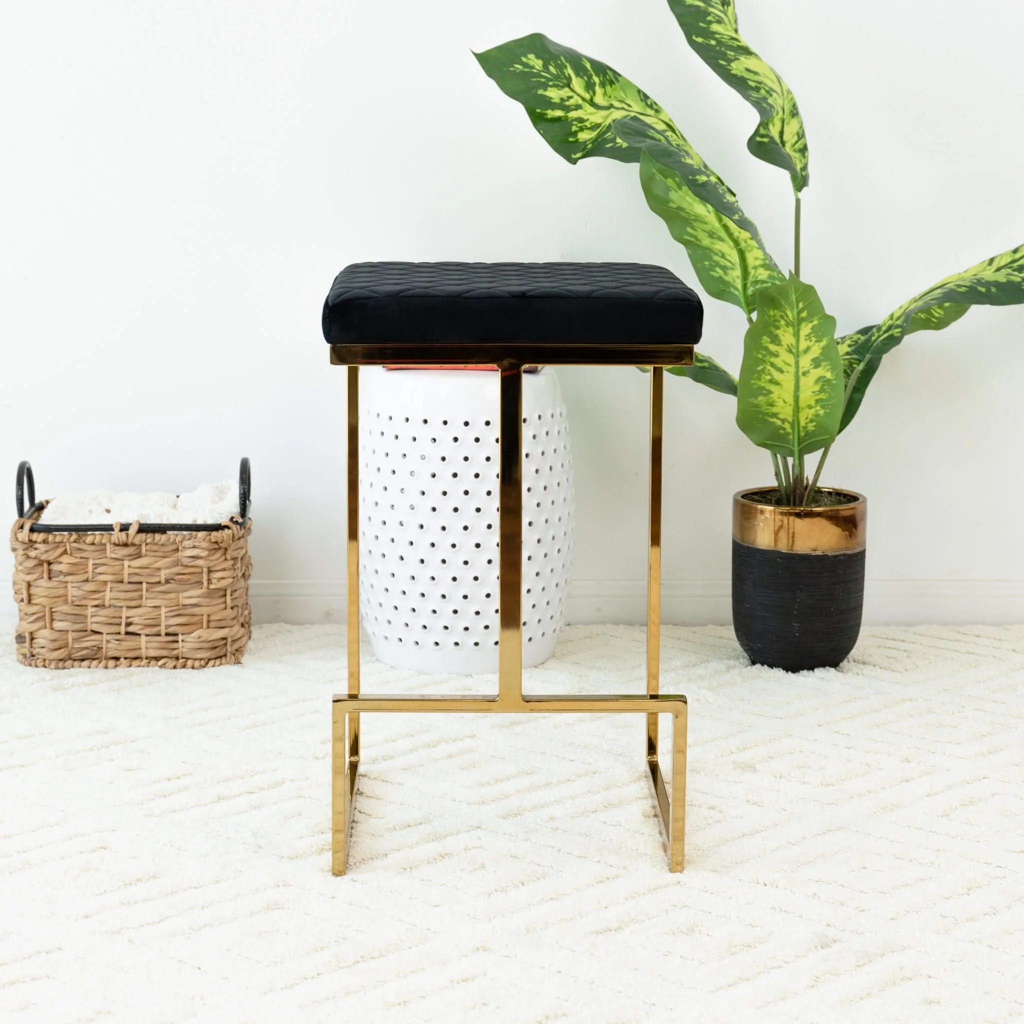Joel - Mid Century Modern Luxury Upholstered Stool - Image 9